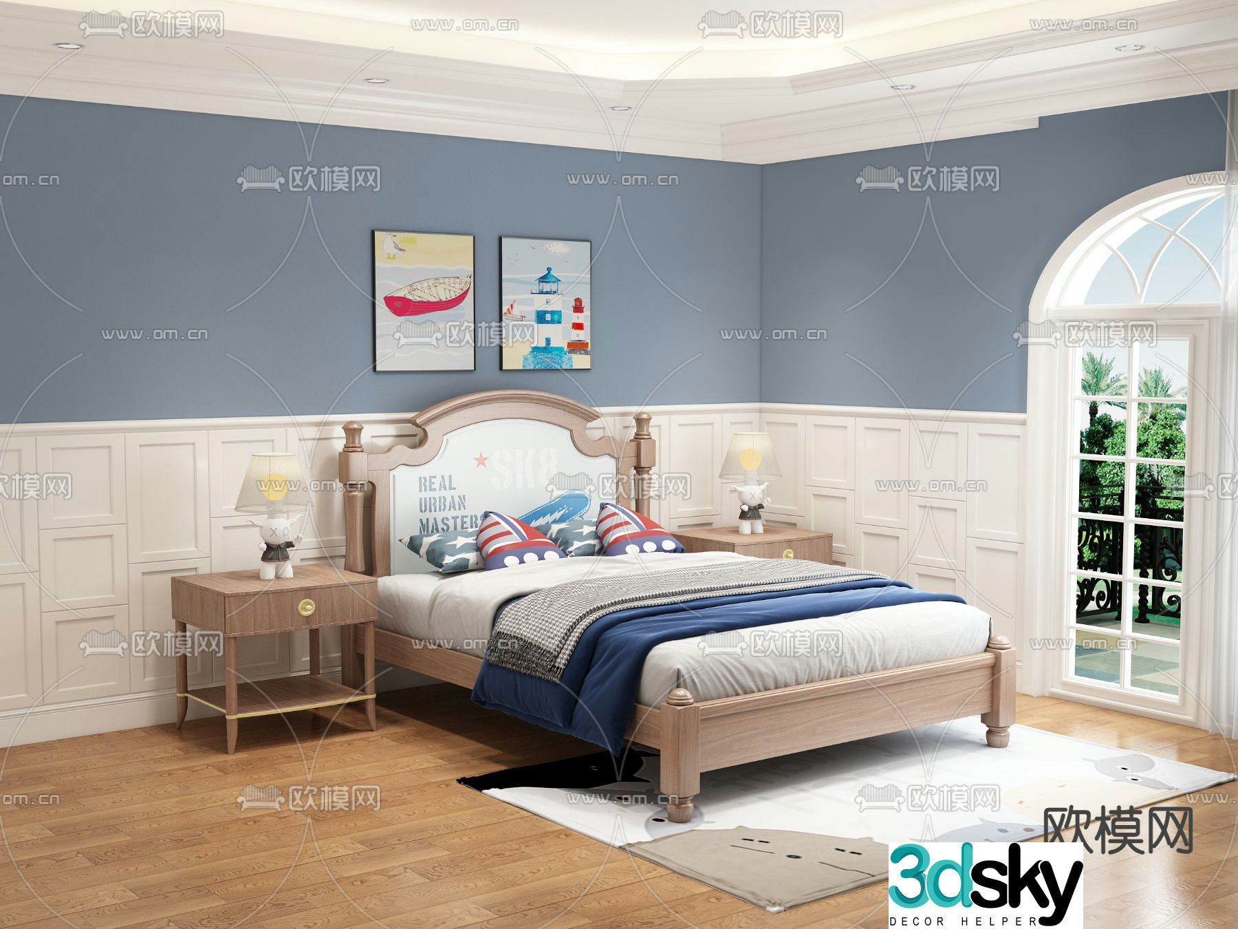 American children’s bed 3d model
