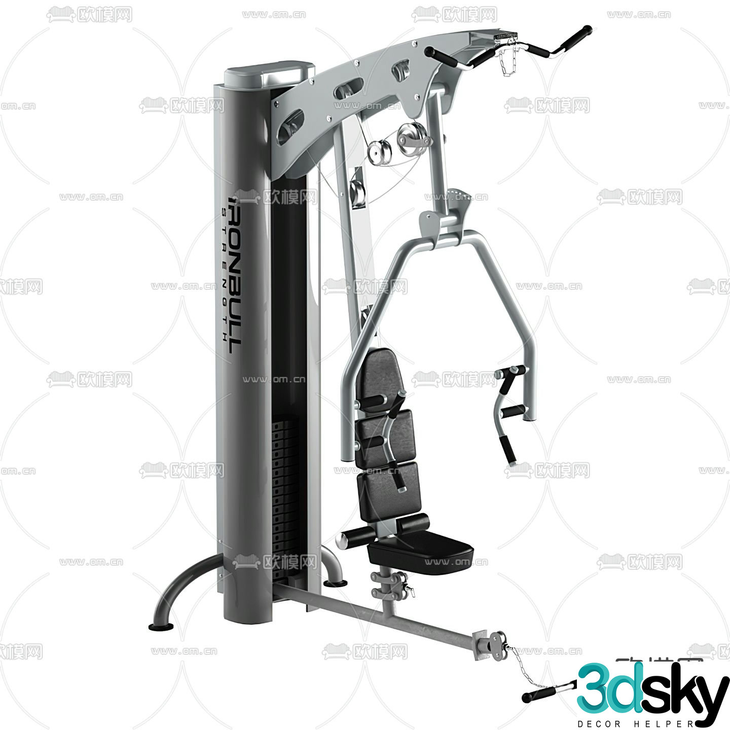 Fitness equipment back muscle trainer 3d model