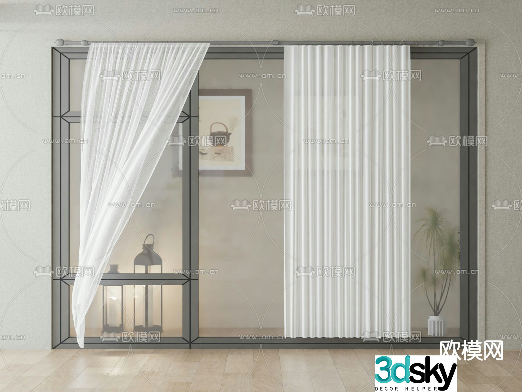 Window Floor to ceiling window casement window 3d model