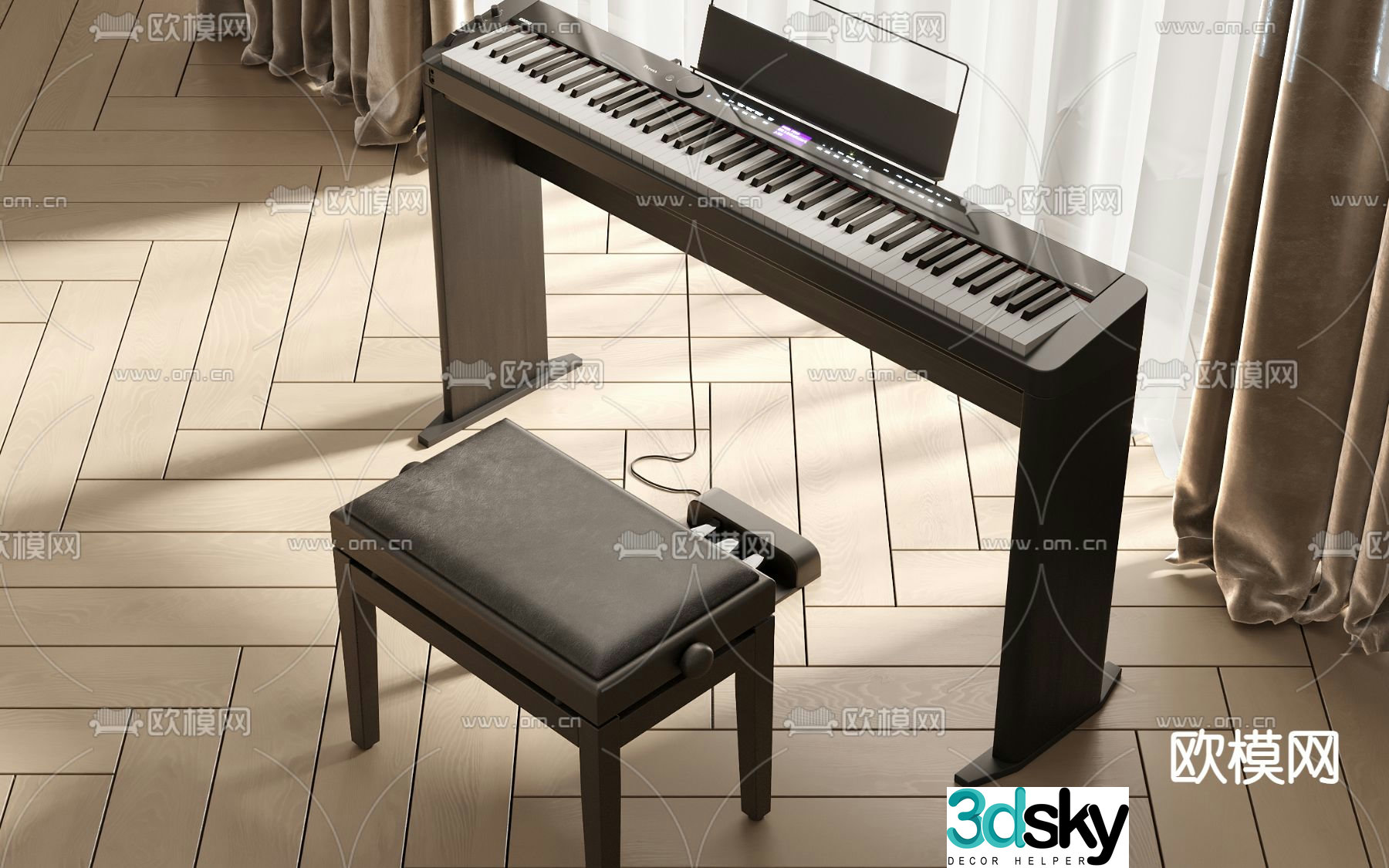 piano electronic keyboard 3d model