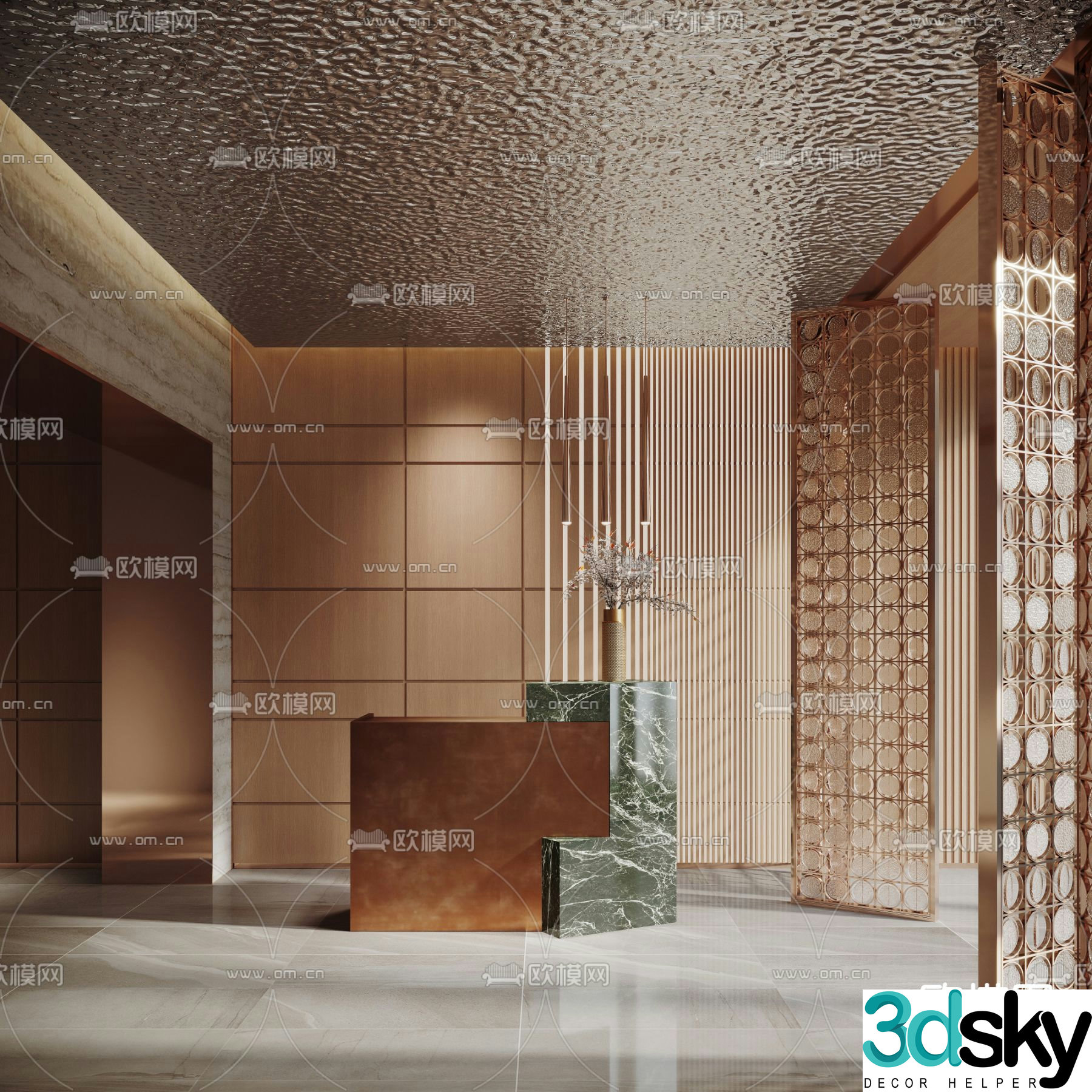 Hotel front desk reception desk service desk 3d model
