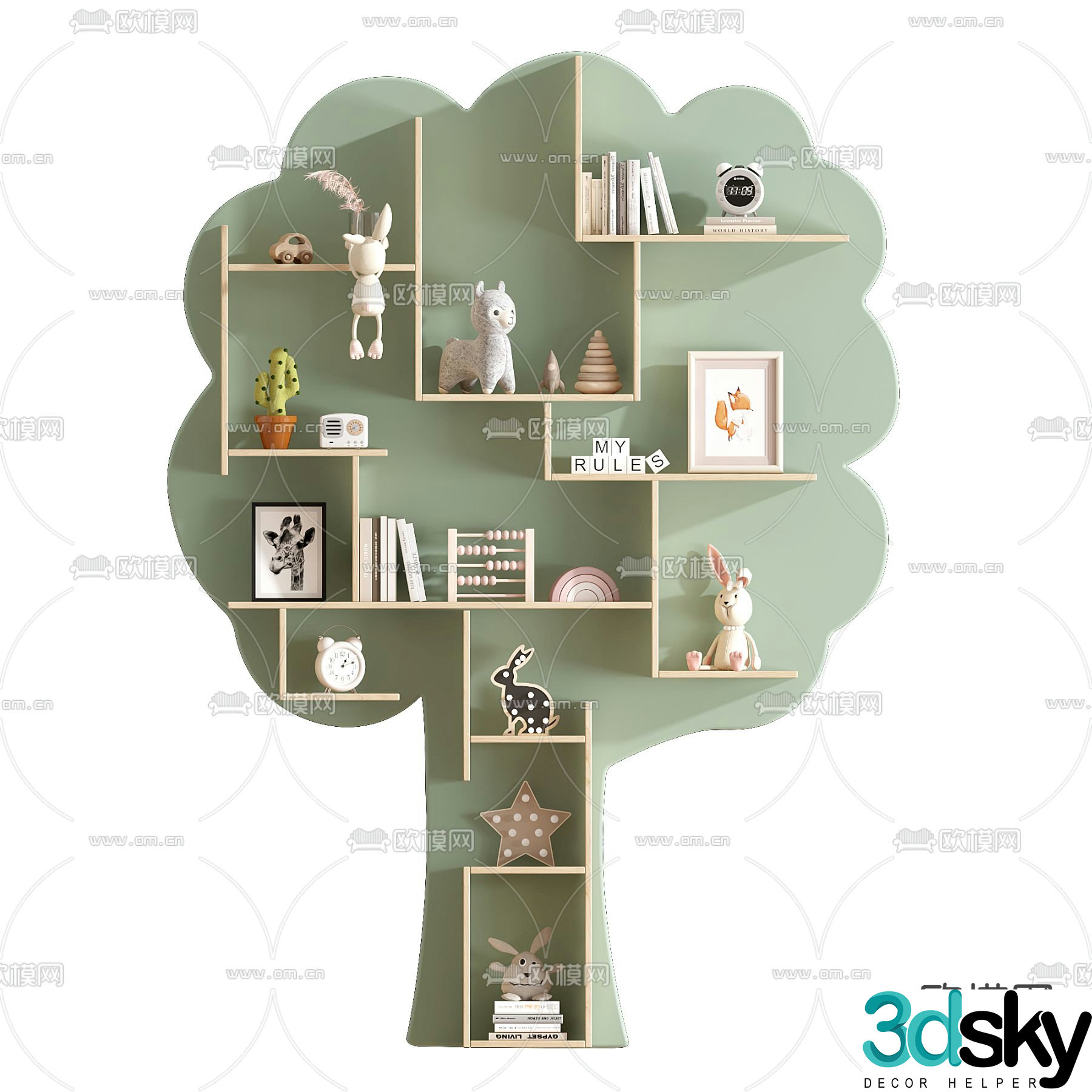 Children’s bookshelf tree shelf 3d model