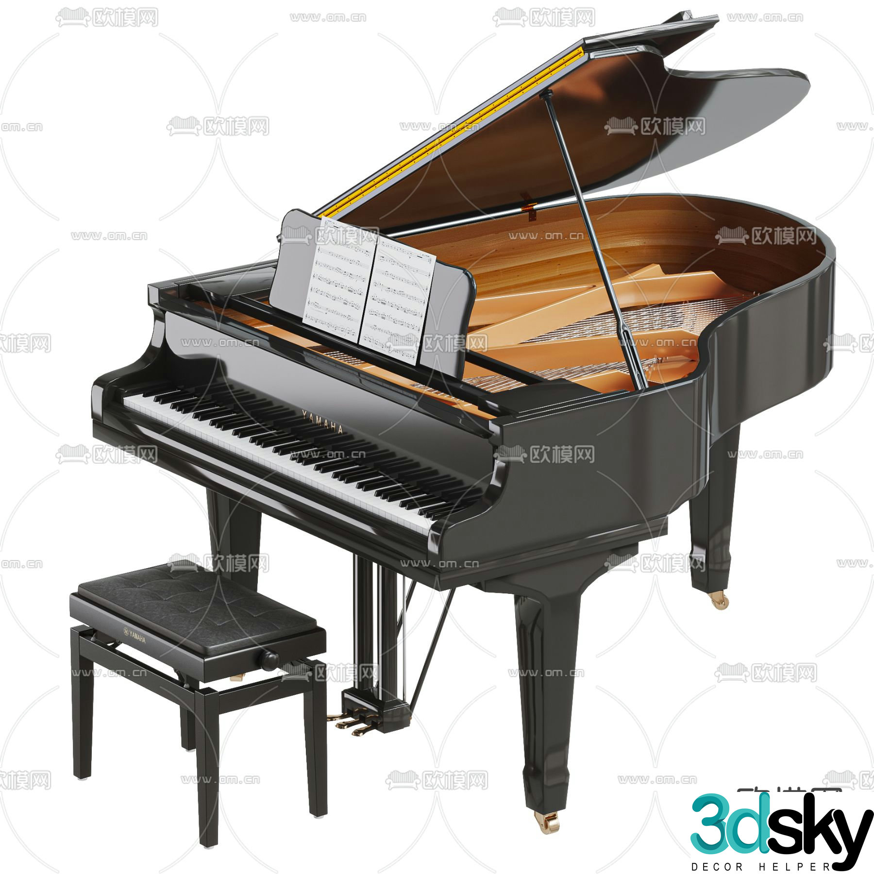 YAMAHA tripod piano 3d model