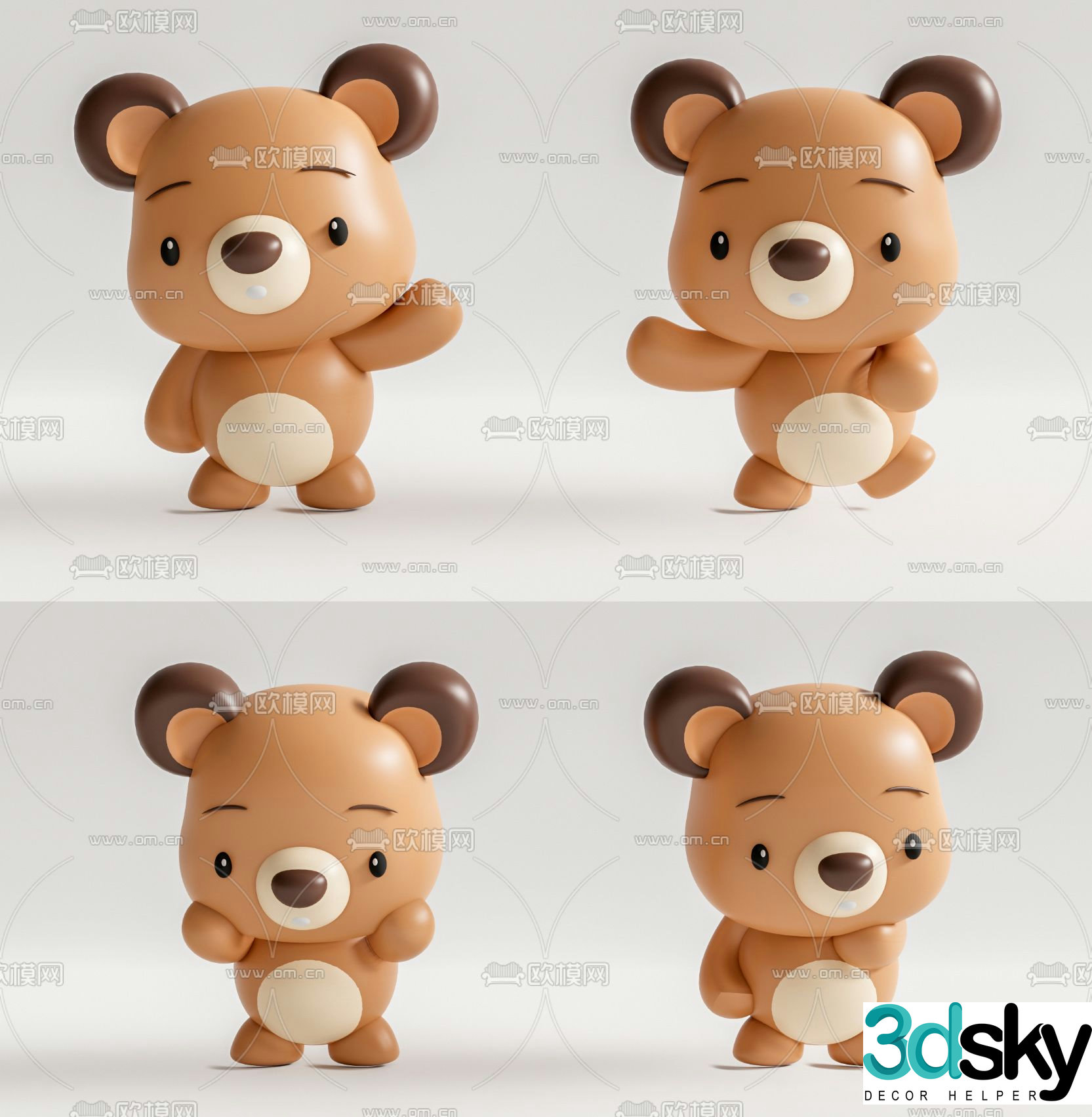 bear toy doll doll hand figure 3d model