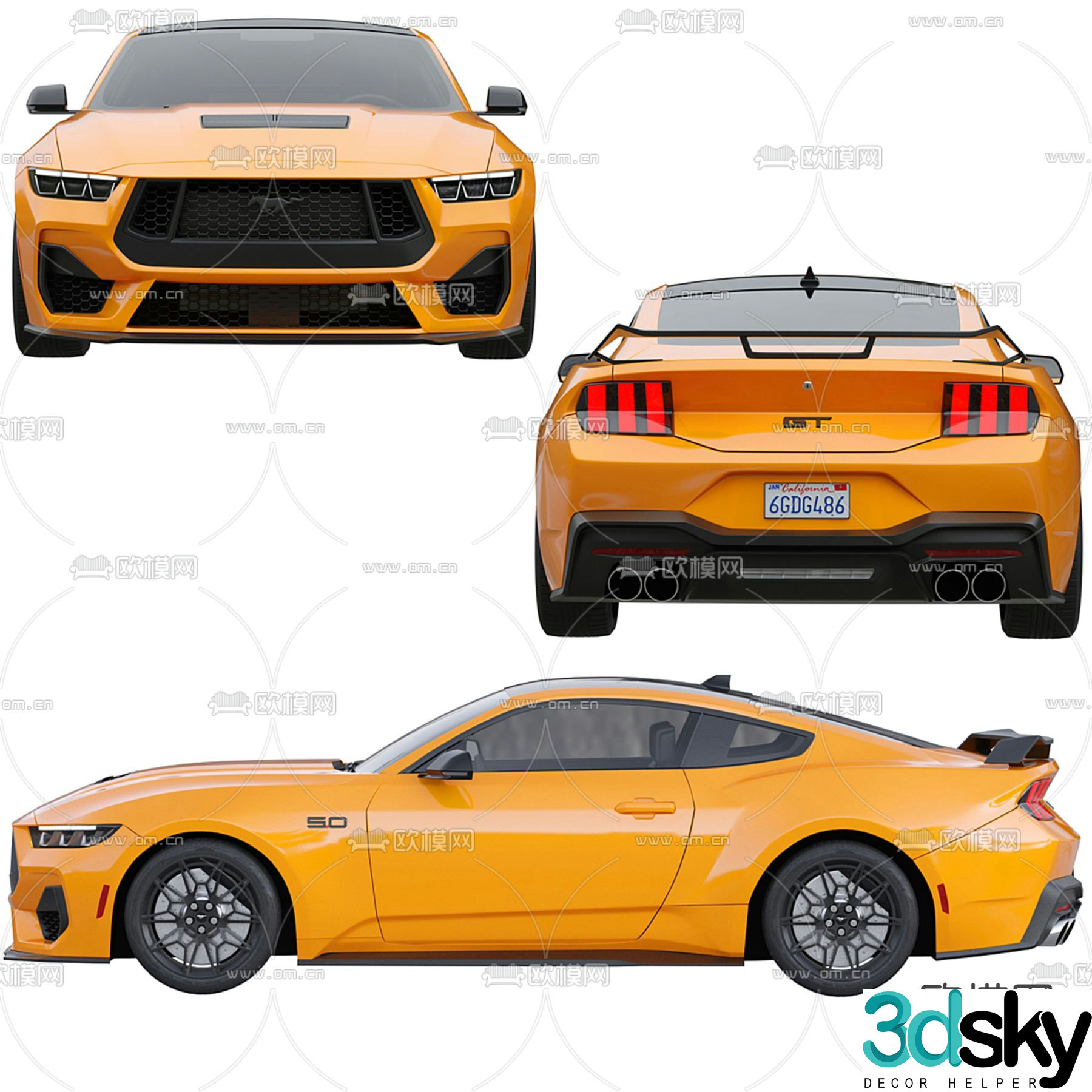 mustang car sports car supercar 3d model