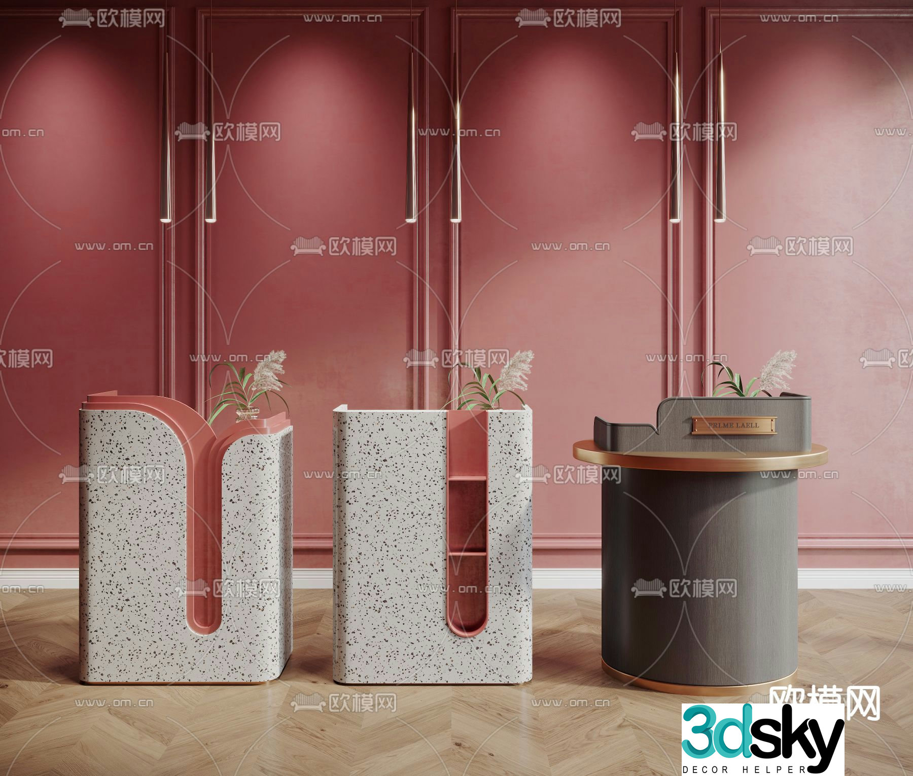 information desk service desk reception desk front desk 3d model