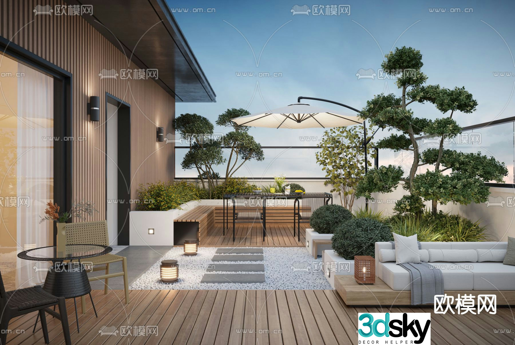 Terrace Balcony Roof Garden 3d model