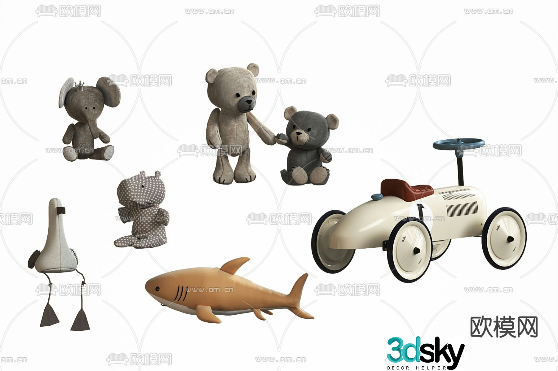 Plush toy doll doll children’s car 3d model