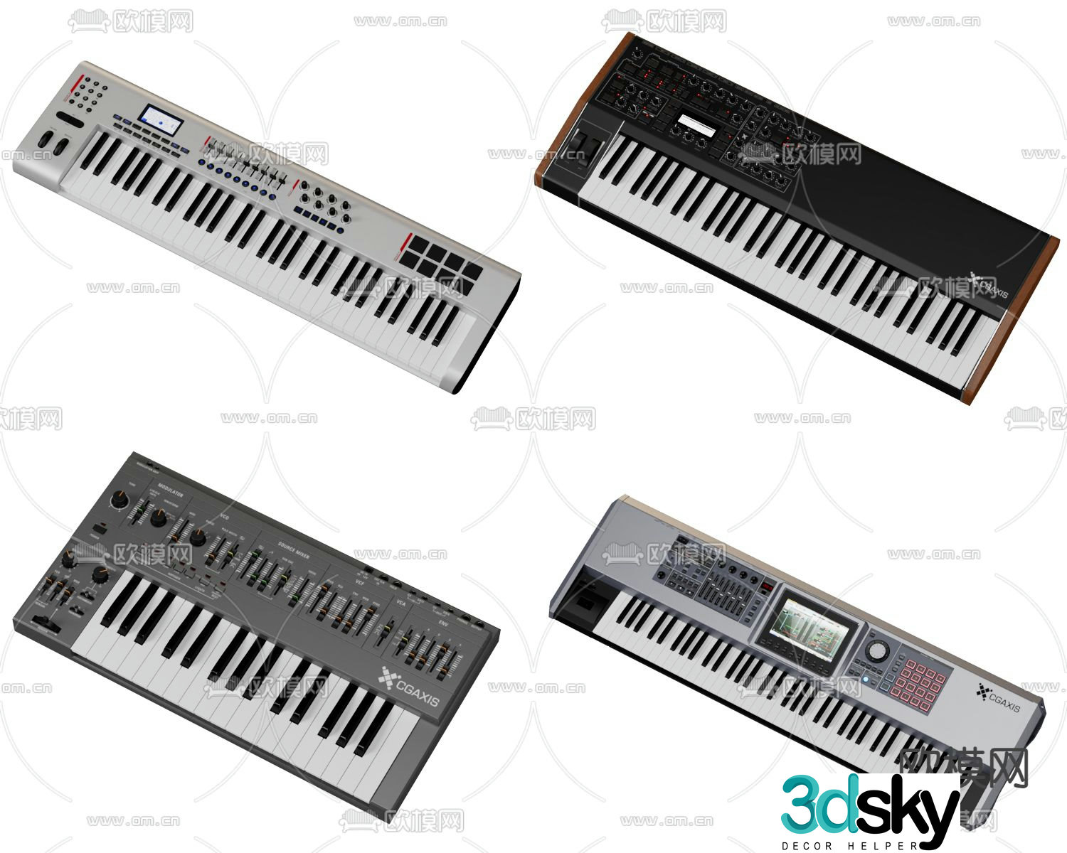Electronic keyboard musical instrument 3d model