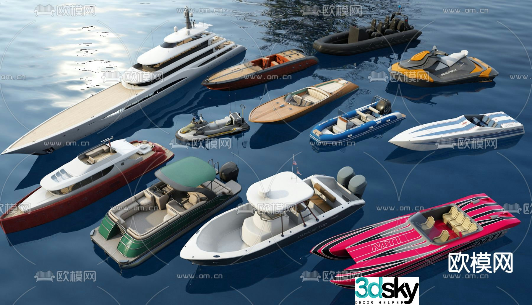 yacht speedboat rescue boat cruise ship 3d model