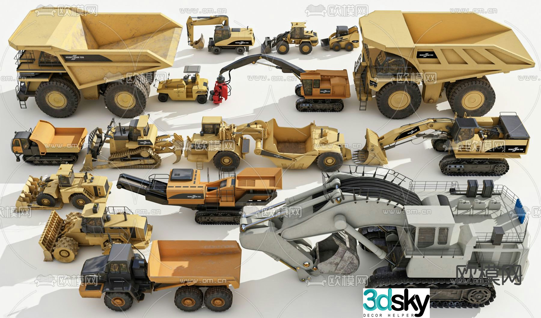 Engineering vehicle excavator crane bulldozer 3d model