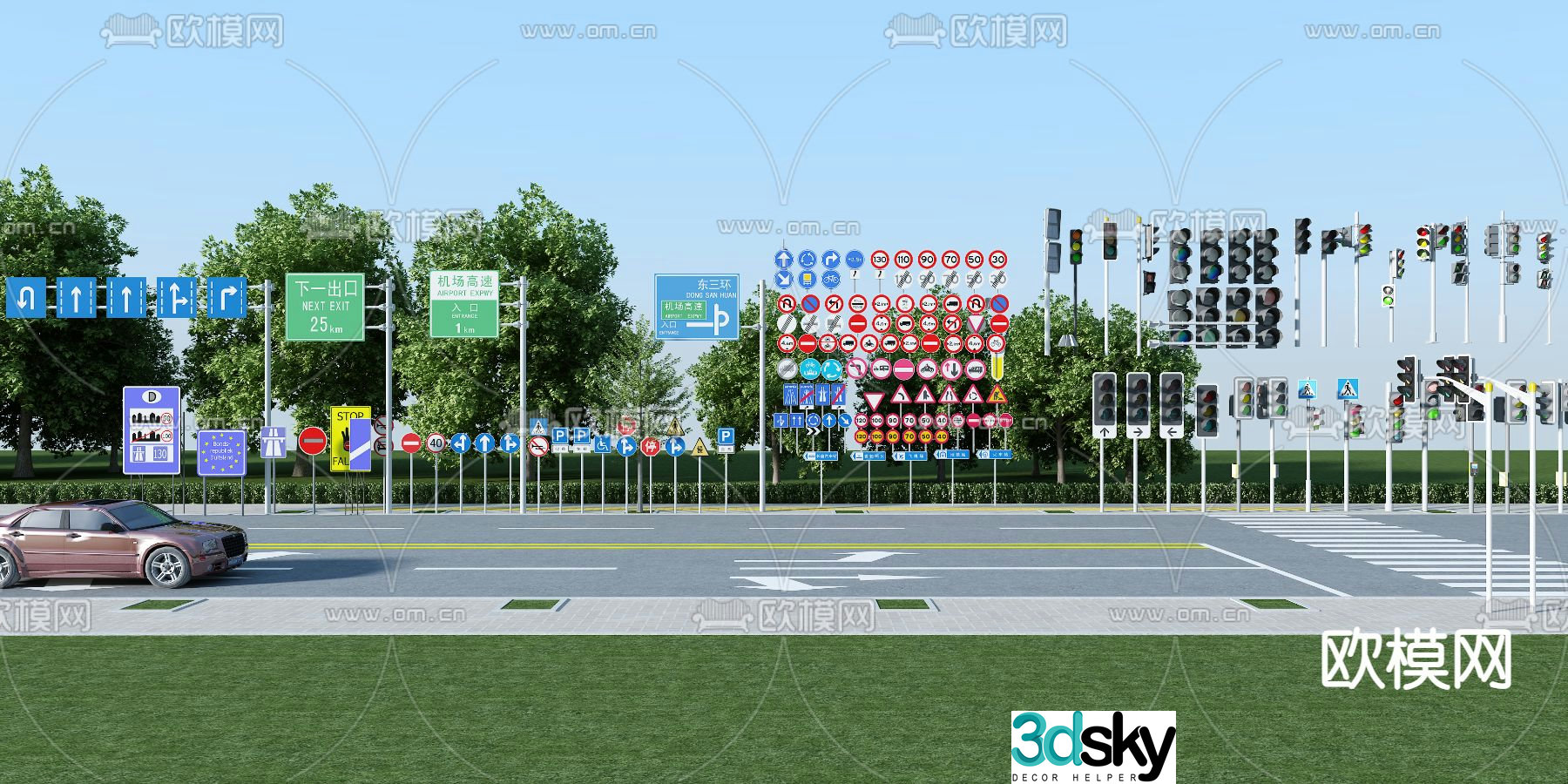 traffic light guide sign sign 3d model