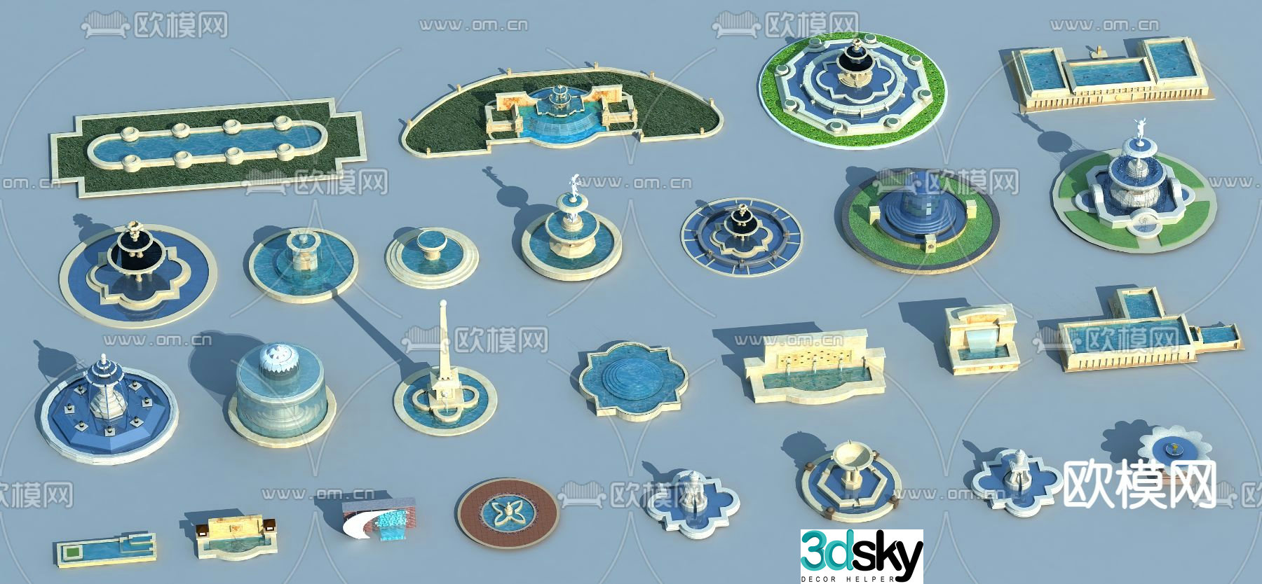 fountain landscape fountain waterscape 3d model