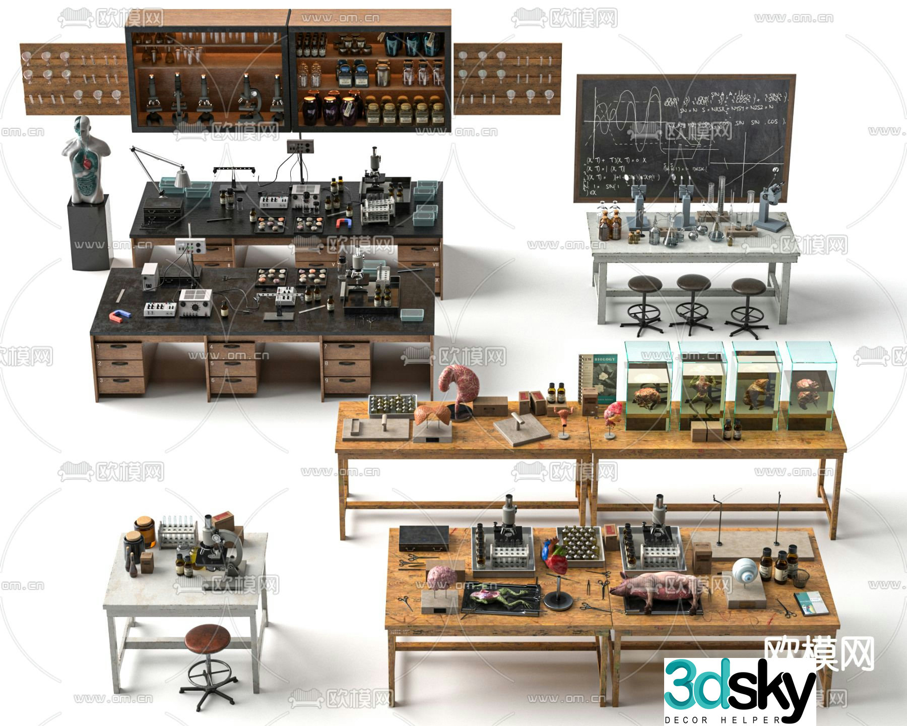 Chemicals Biological Experiments Dissecting Table 3D Model