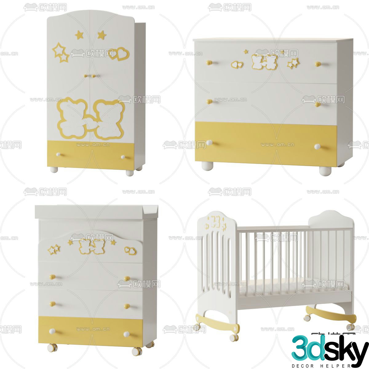 bedside table crib 3d model