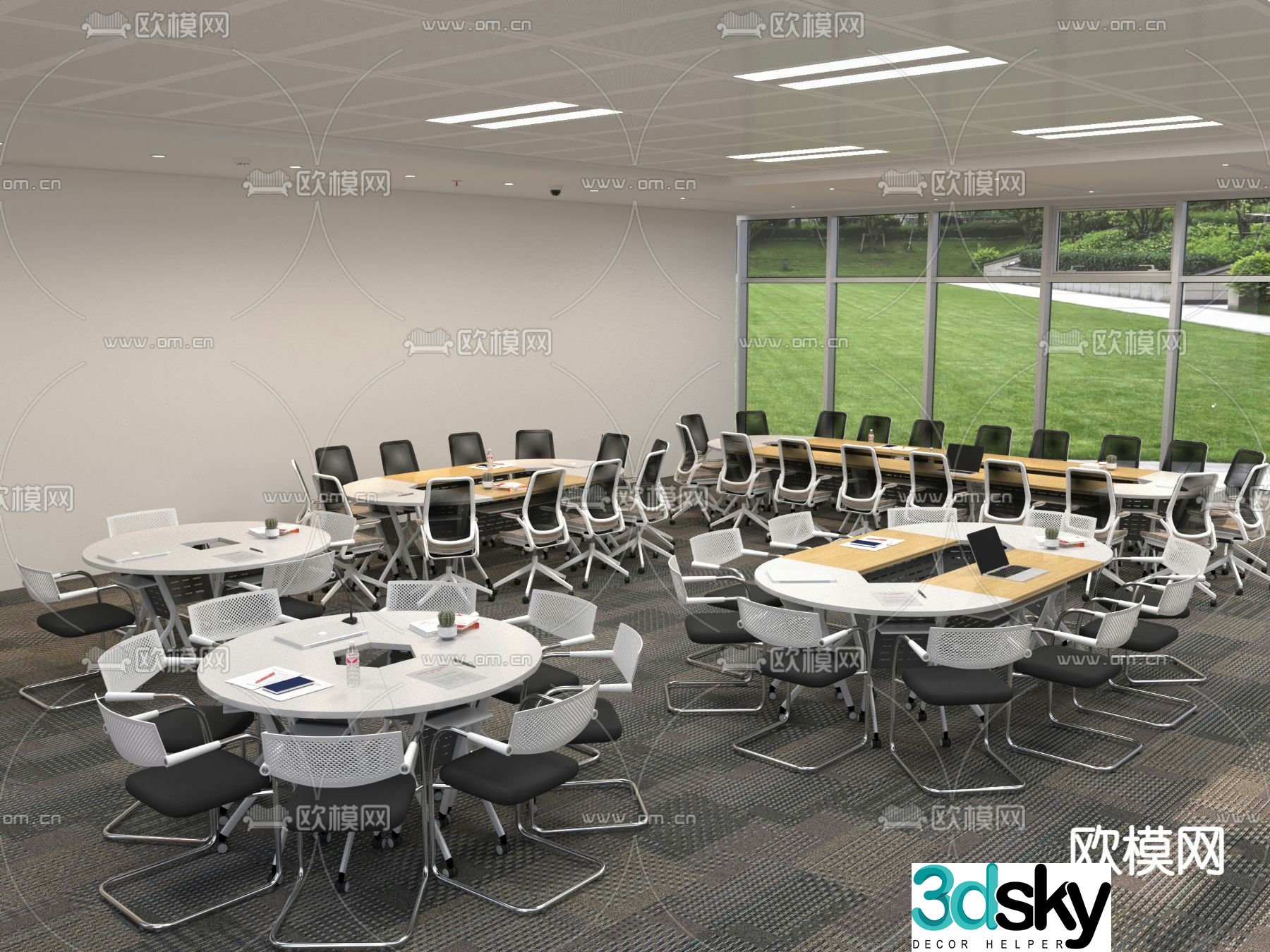 Conference tables and chairs 3d model