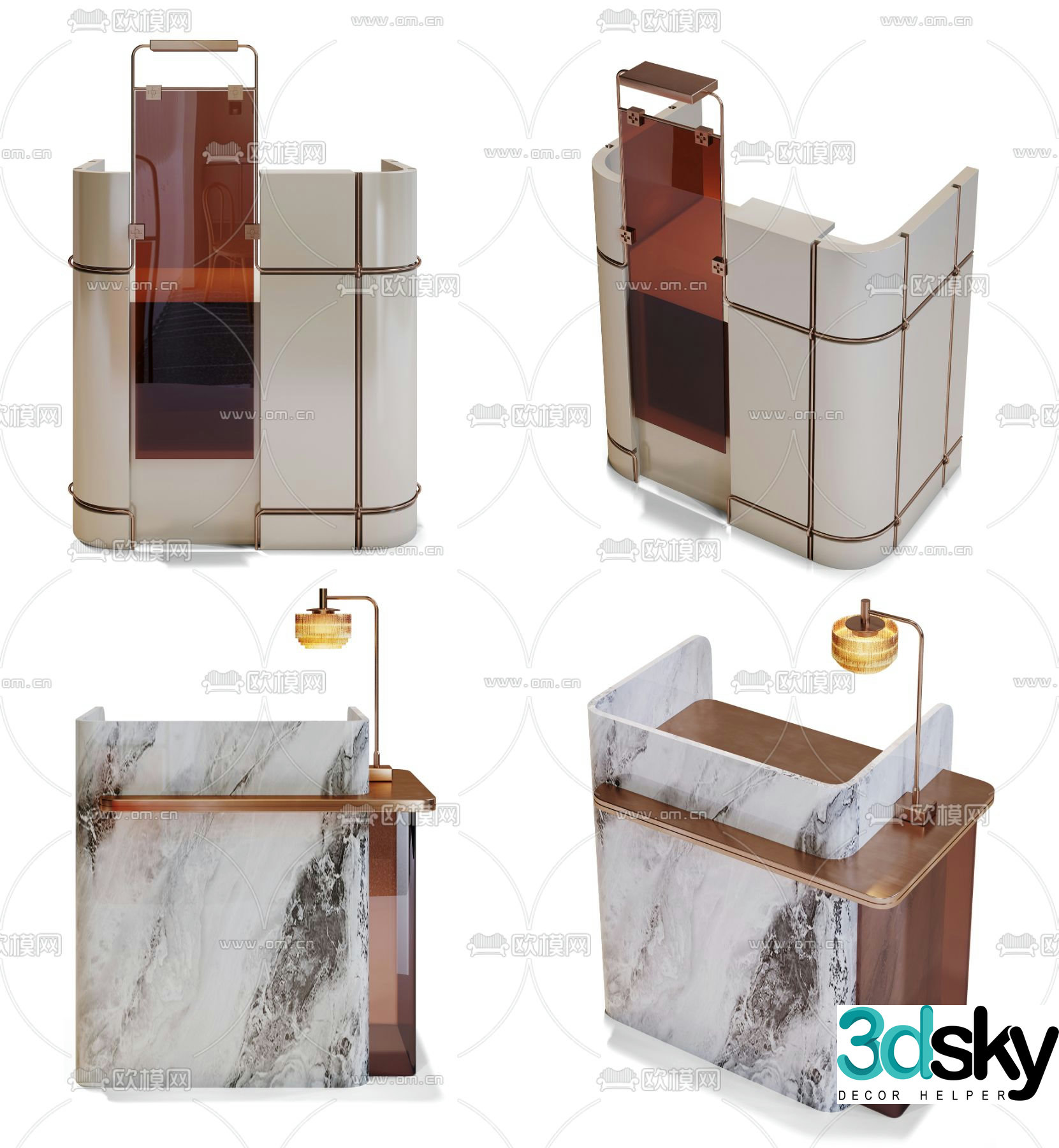 Front desk service desk reception desk information desk 3d model