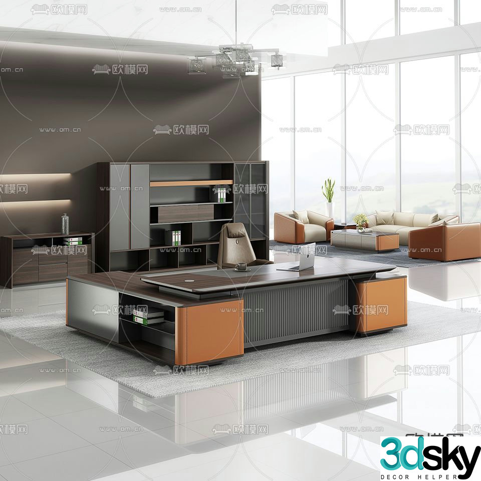 Desk desk file cabinet 3d model
