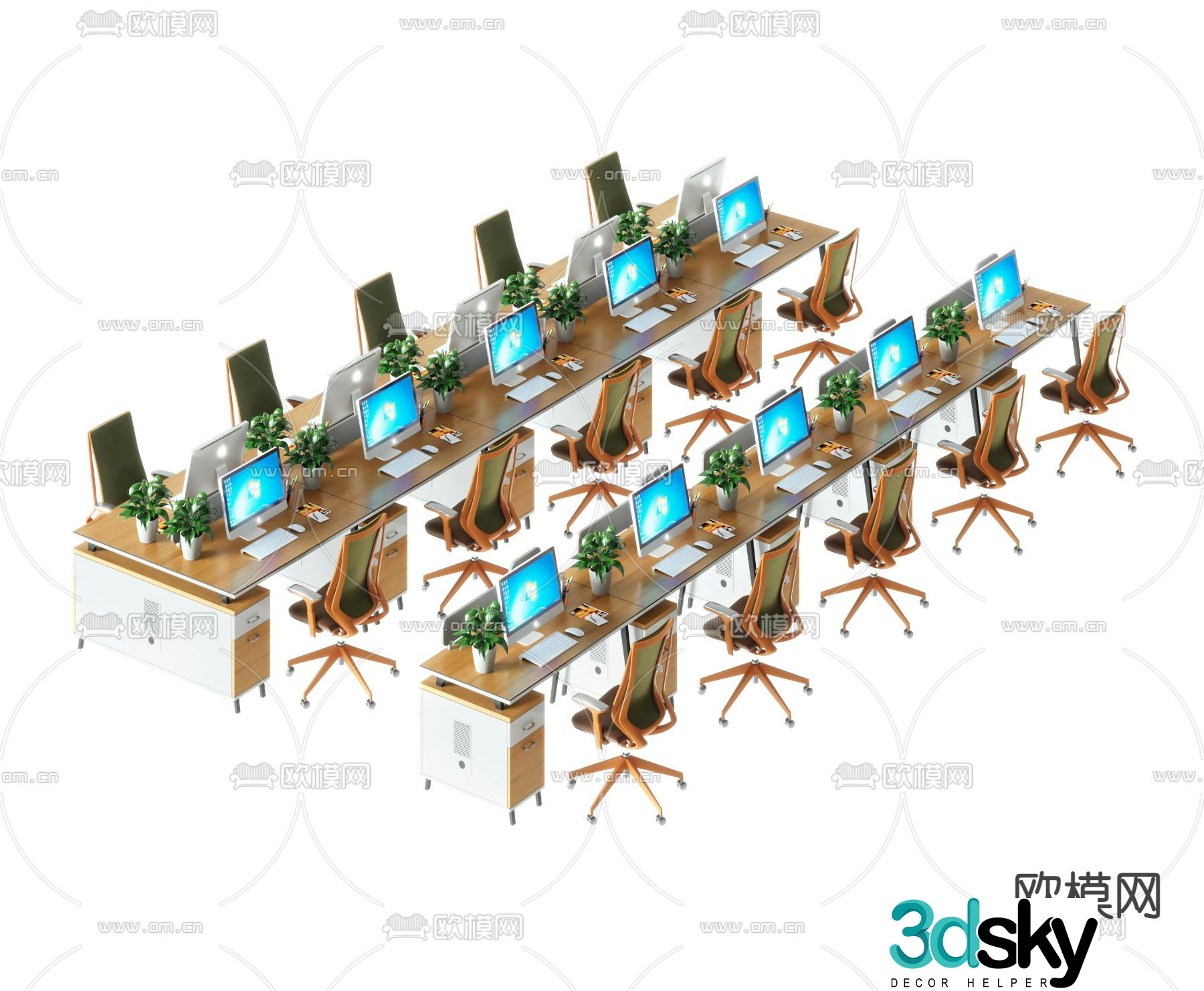 Card space desk workstation 3D model