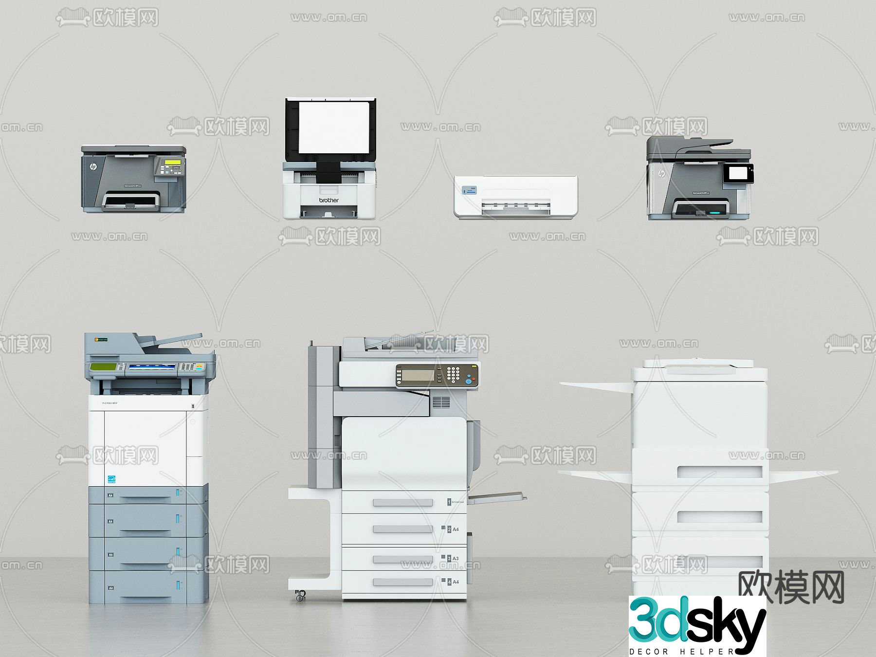 Printer copier printing room 3d model