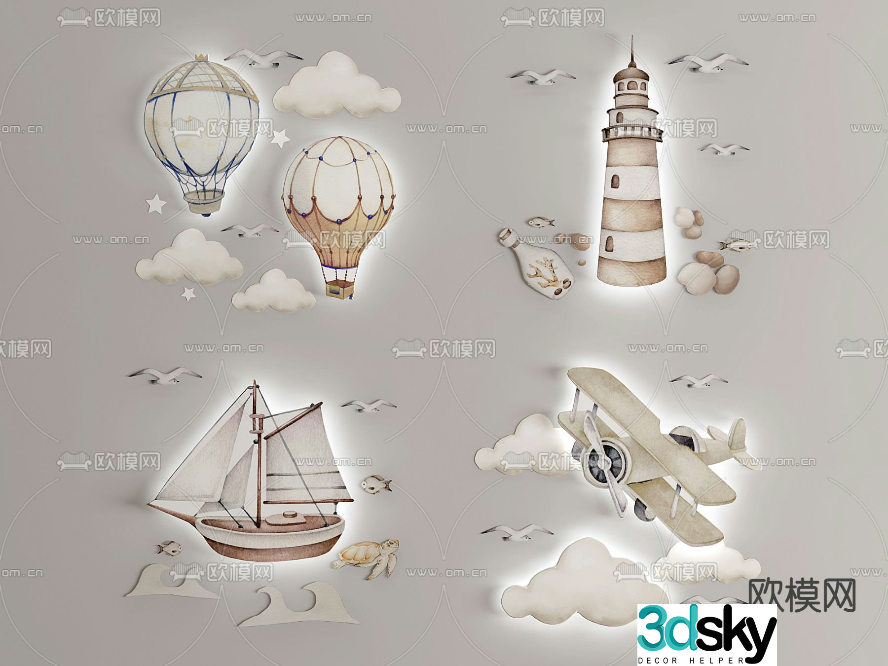 Children’s wall decorations hanging mural lamp 3d model