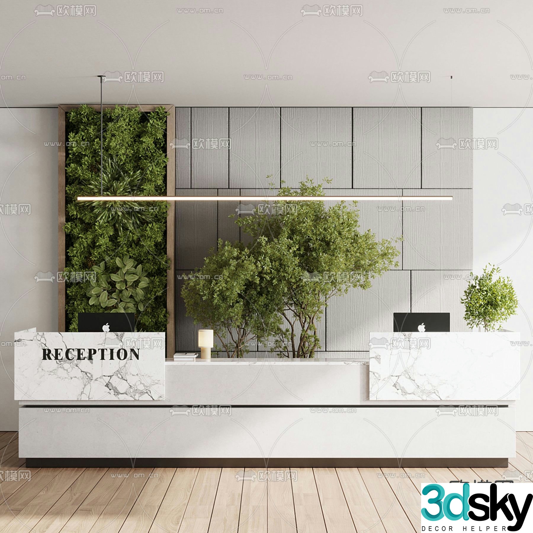 Front desk reception desk service desk 3d model
