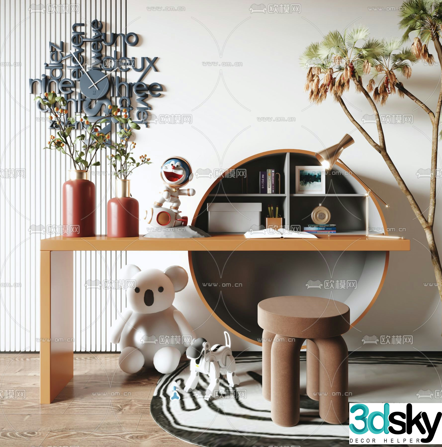 Children’s desk study table writing desk 3d model
