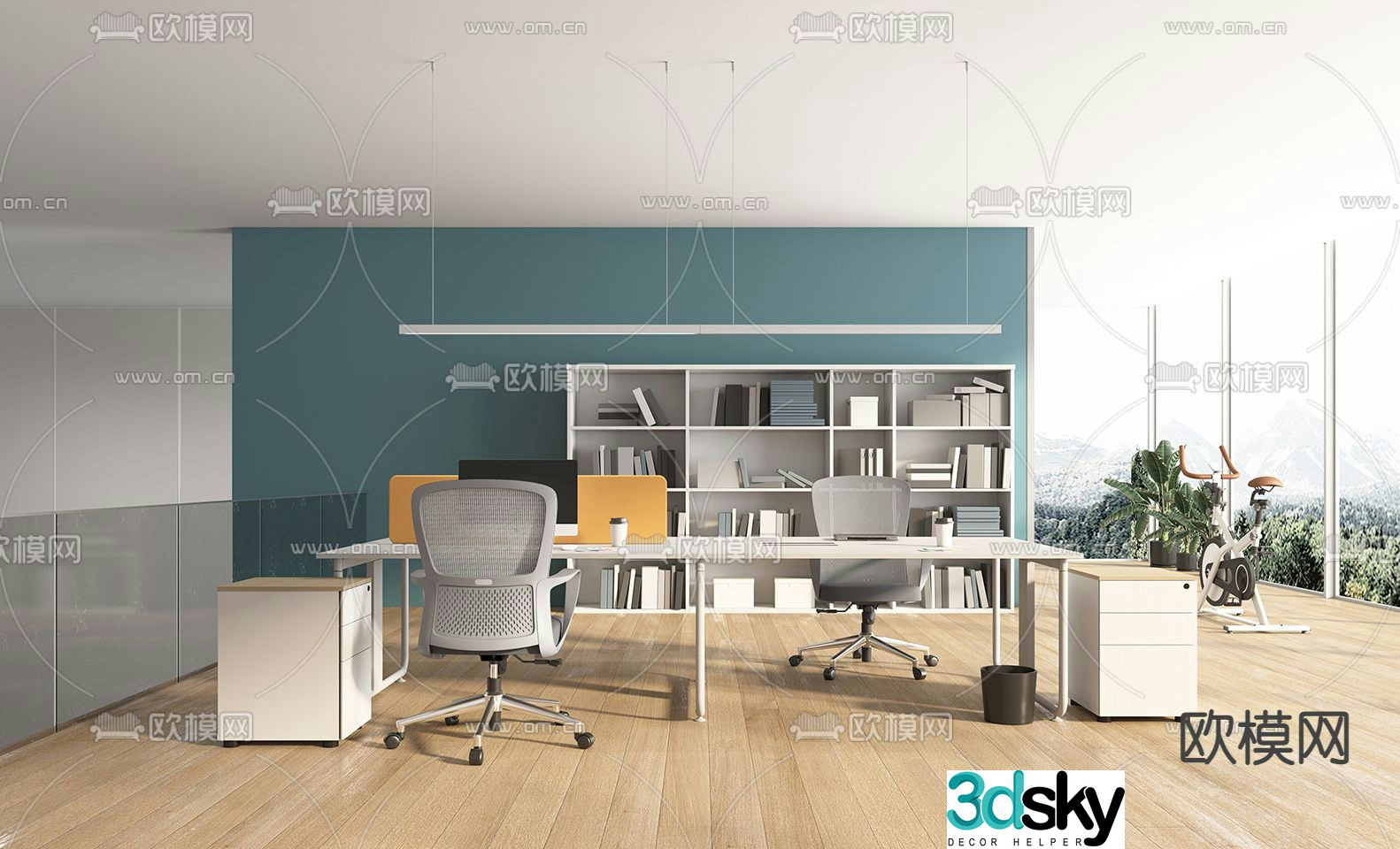Card space desk workstation 3D model
