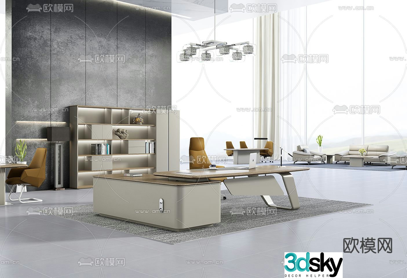 desk desk file cabinet 3d model