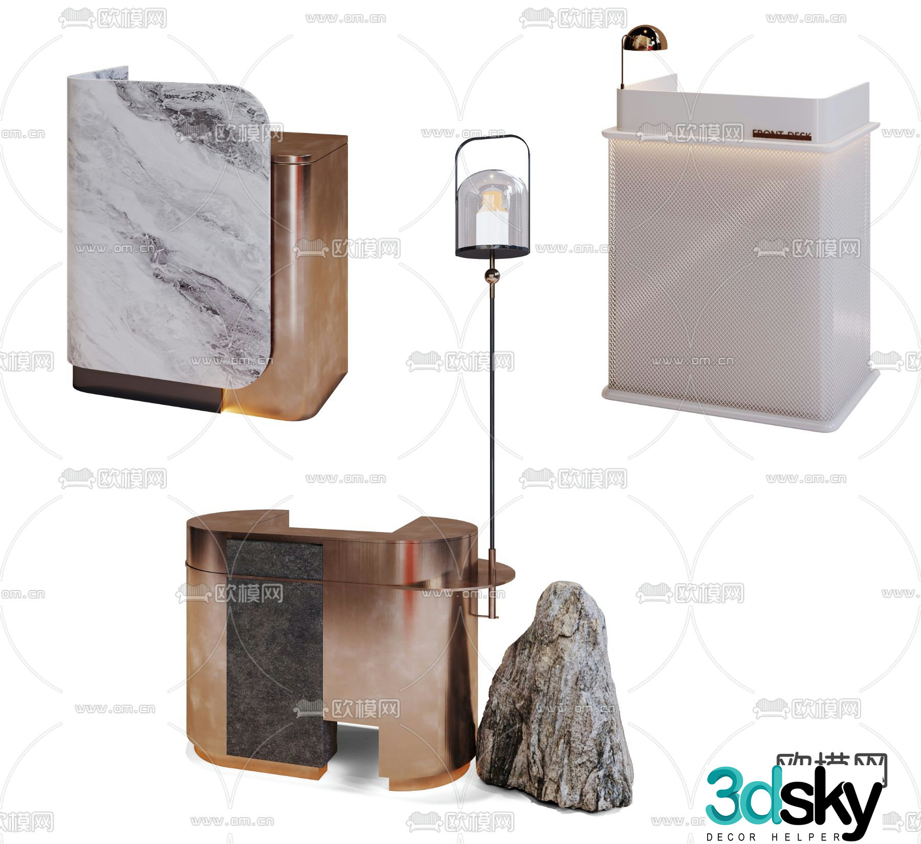 Front desk service desk information desk reception desk 3d model