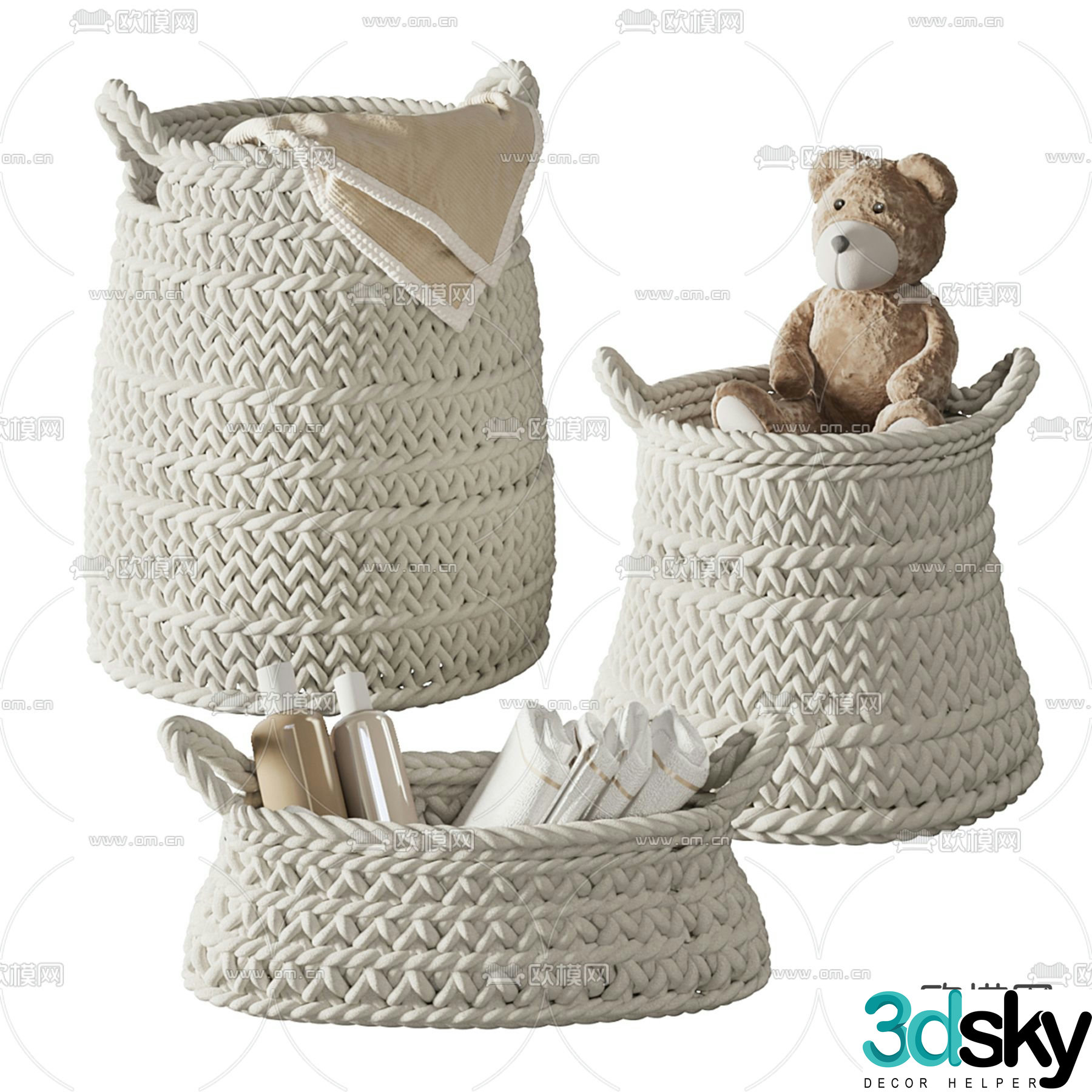 Knitting storage basket toy basket 3d model