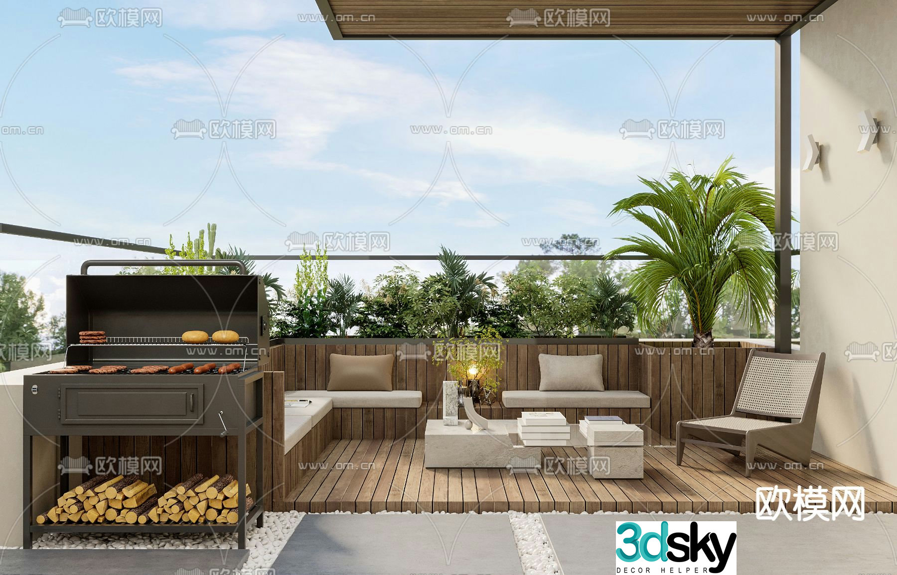 Balcony Garden Roof Garden 3d model