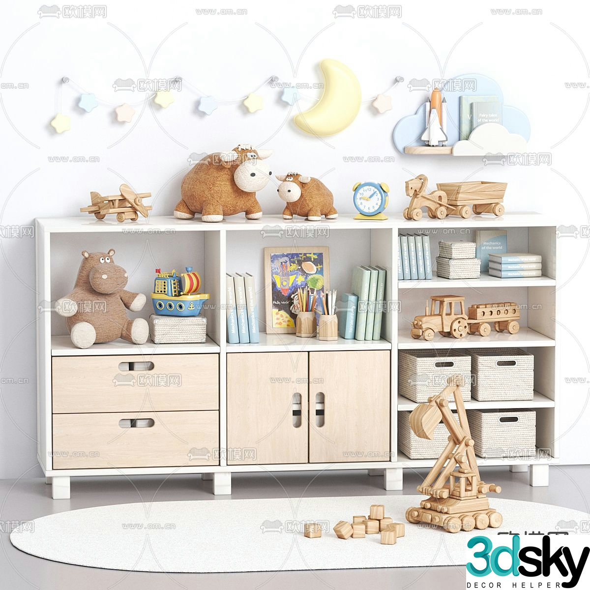 Children’s bookcase storage cabinet 3d model