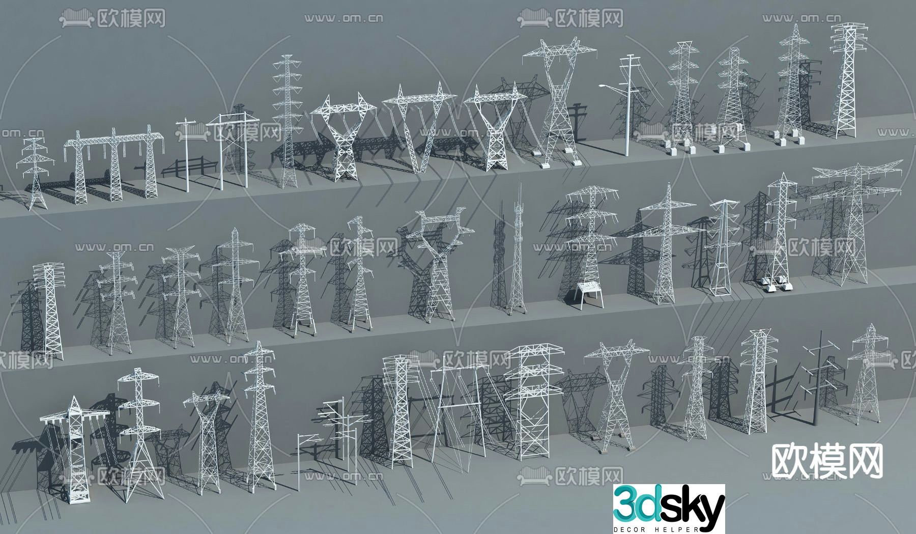 High voltage electricity tower, signal tower, wire tower, wire pole 3d model