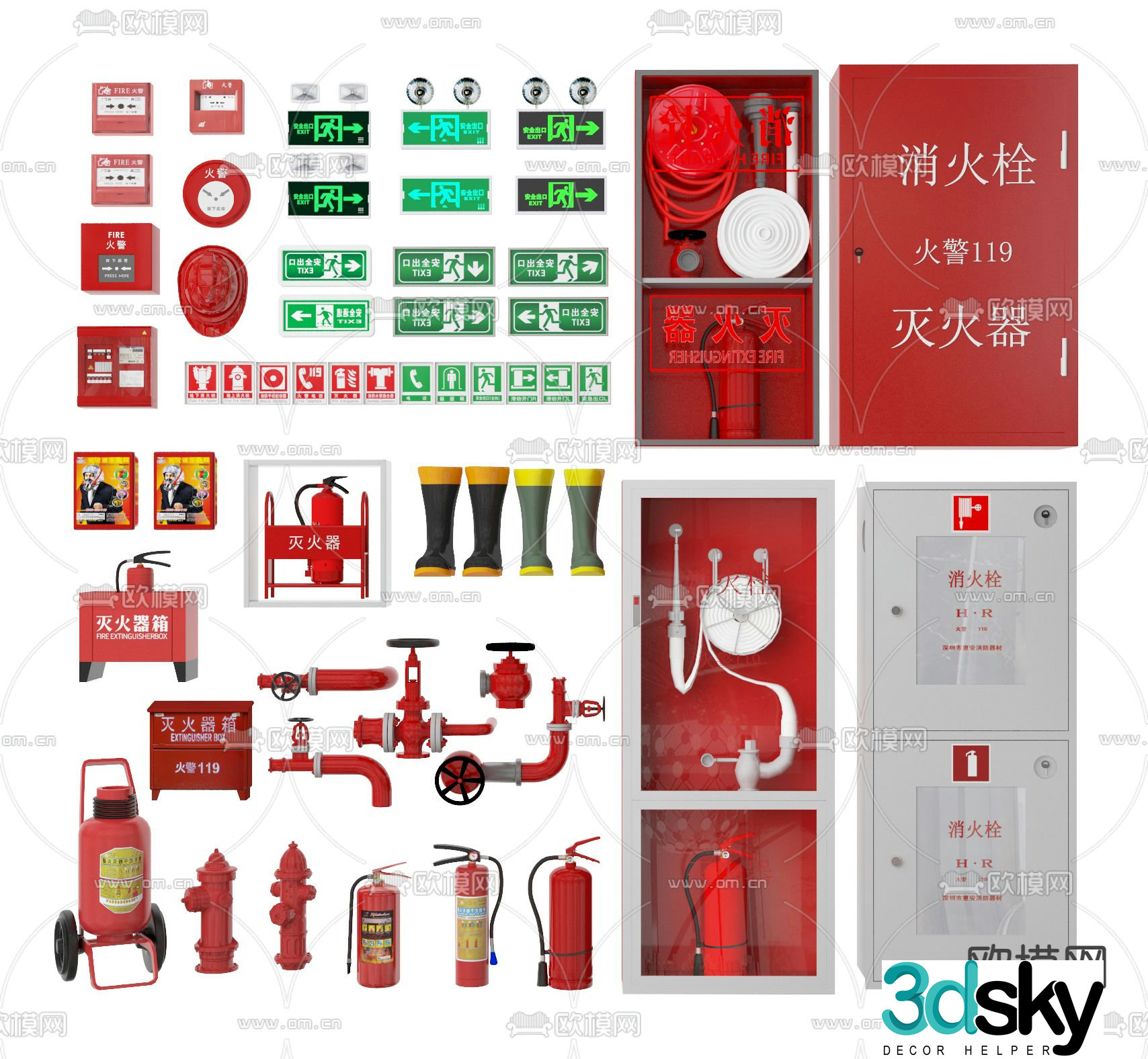 Fire equipment fire extinguisher fire hydrant 3d model