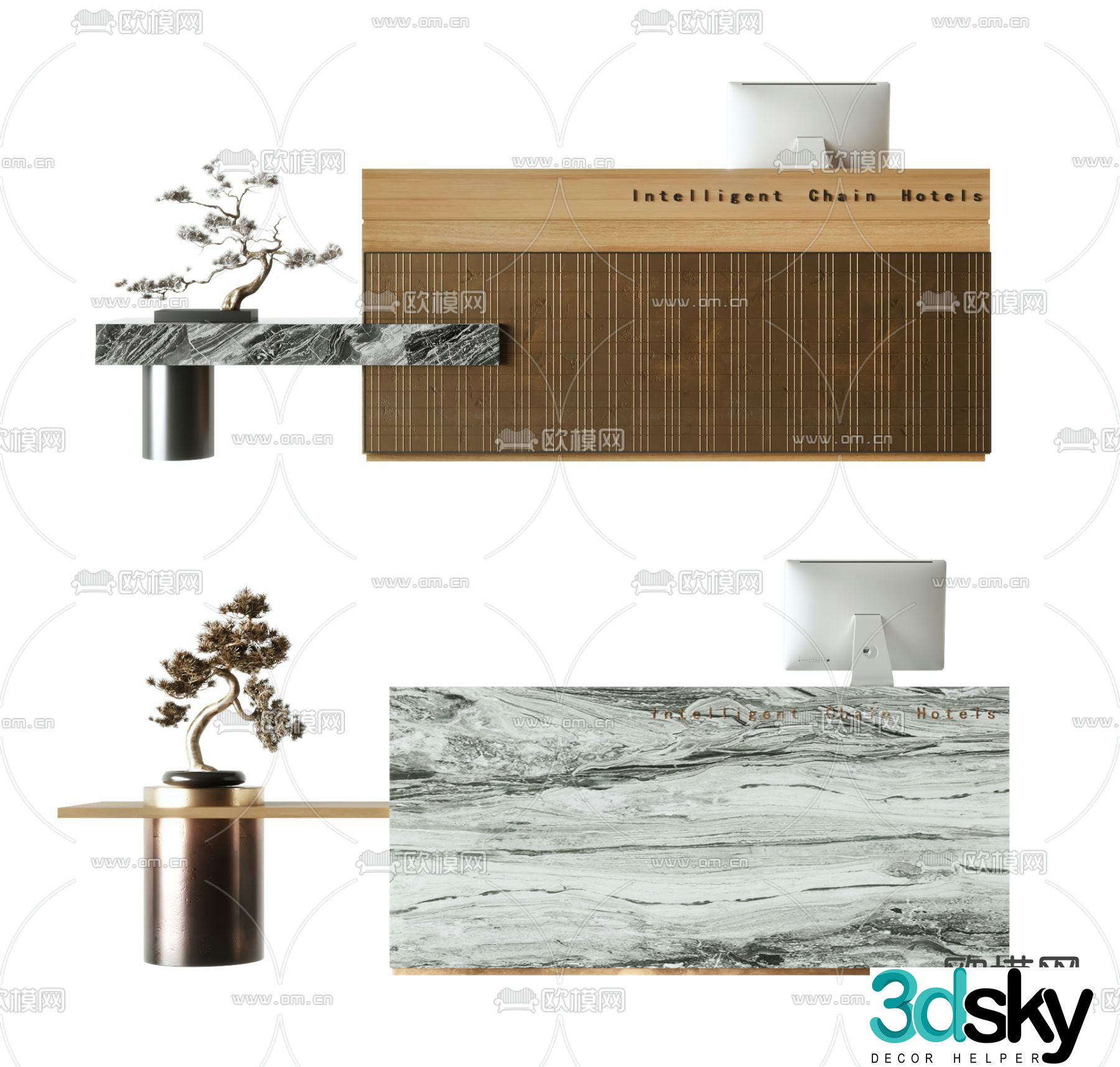 New Chinese style front desk reception desk service desk 3d model