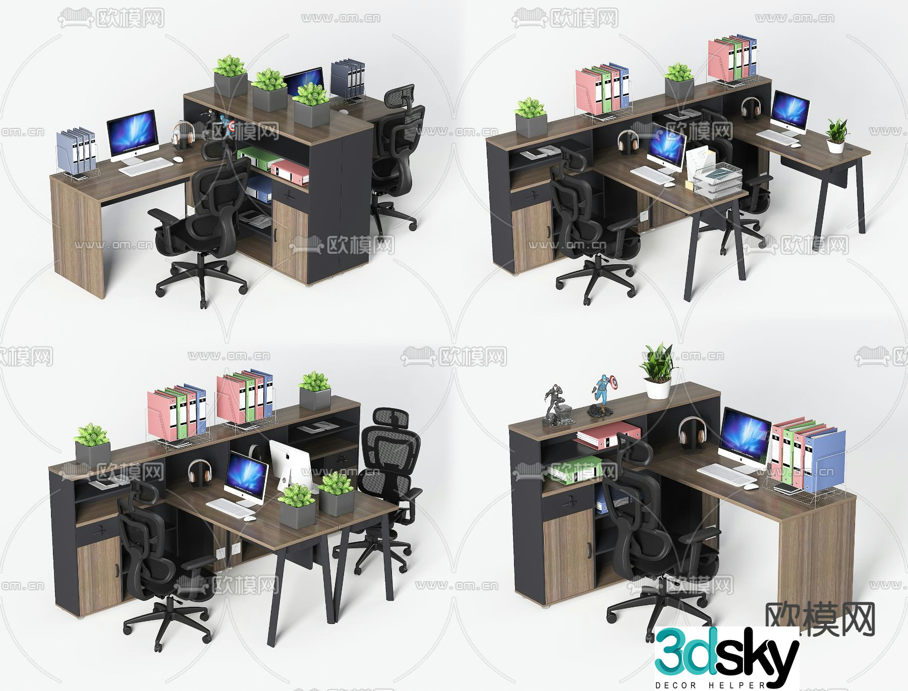 Office desk chair work station card space 3D model
