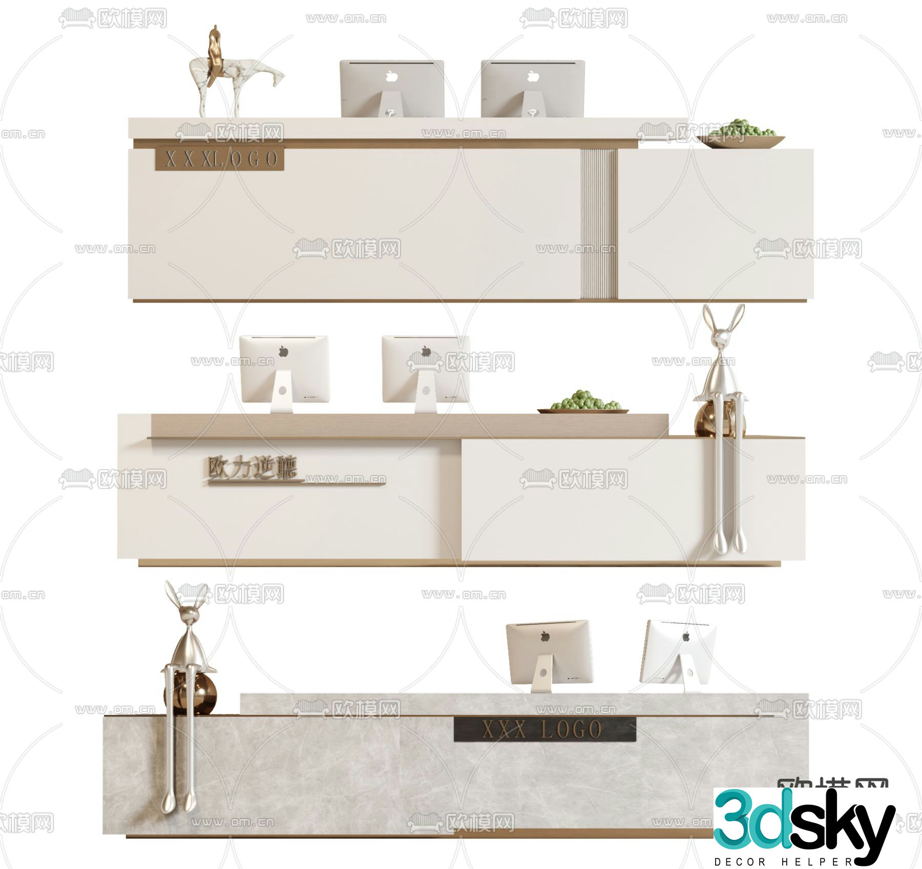 Front desk service desk reception desk information desk 3d model