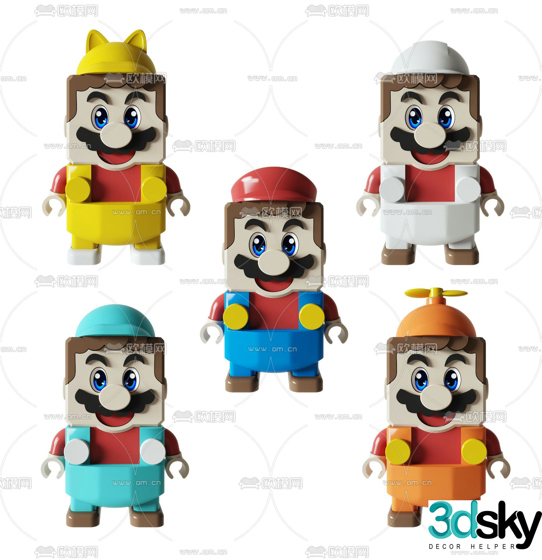 Mario Toys Figures Doll Ornaments 3D Model