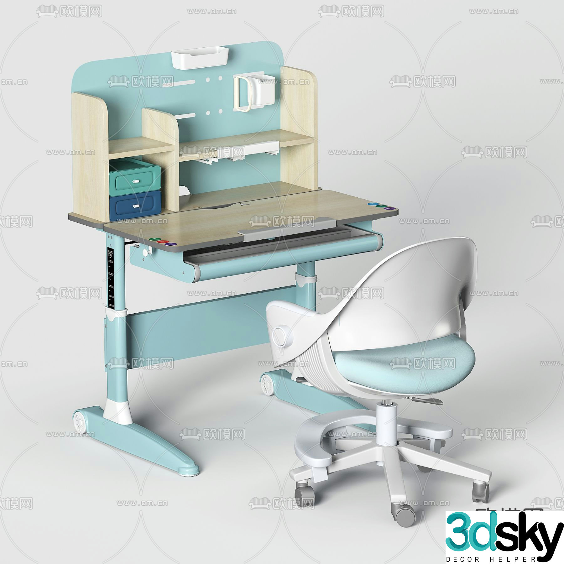 Children’s desk and chair study table 3d model