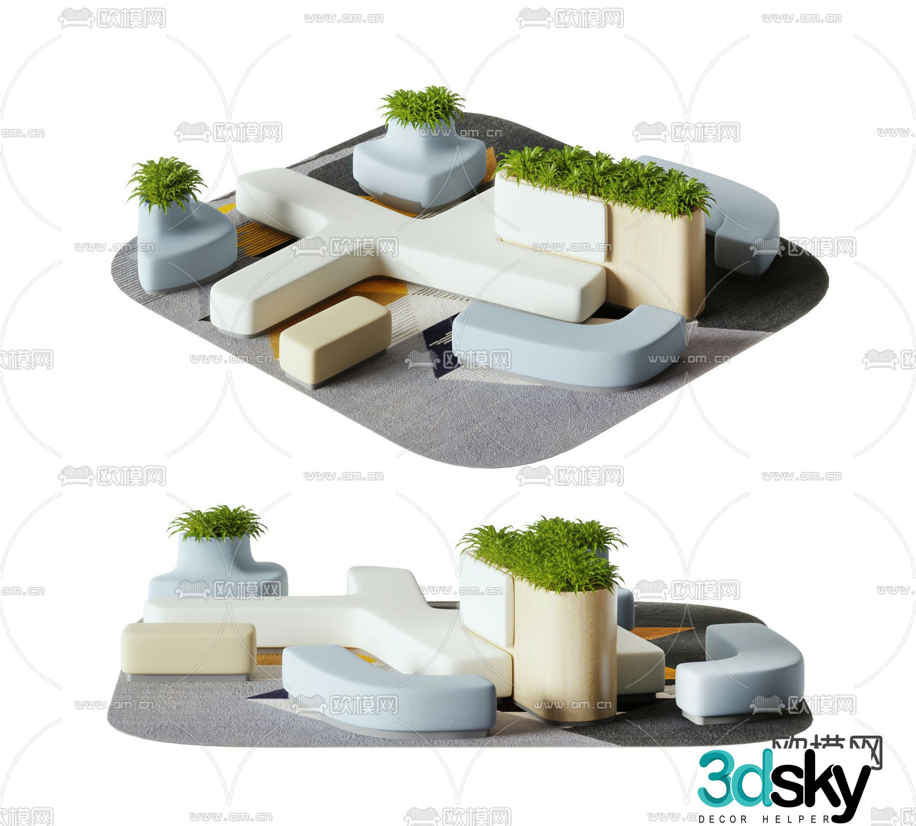 Office sofa lobby sofa public sofa 3d model