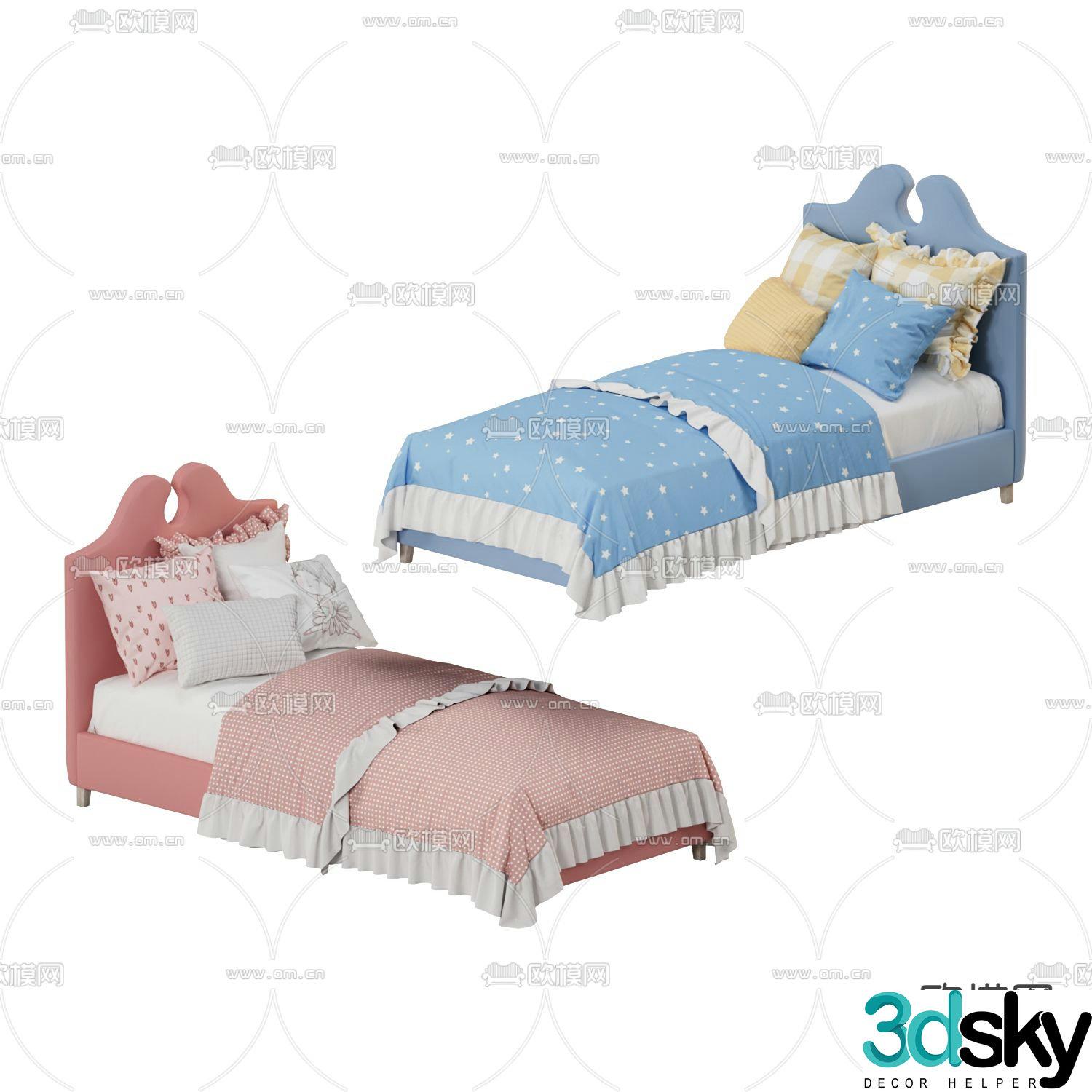 children’s bed single bed girl’s bed 3d model