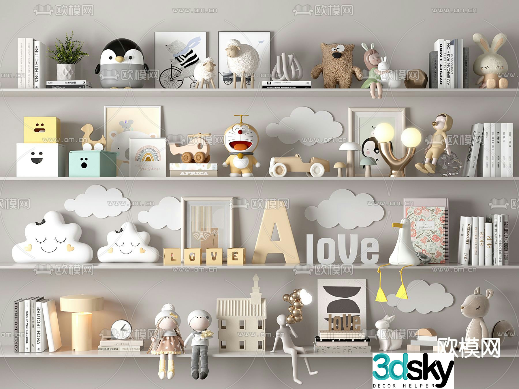 Children’s decorations ornaments dolls toys books 3d model