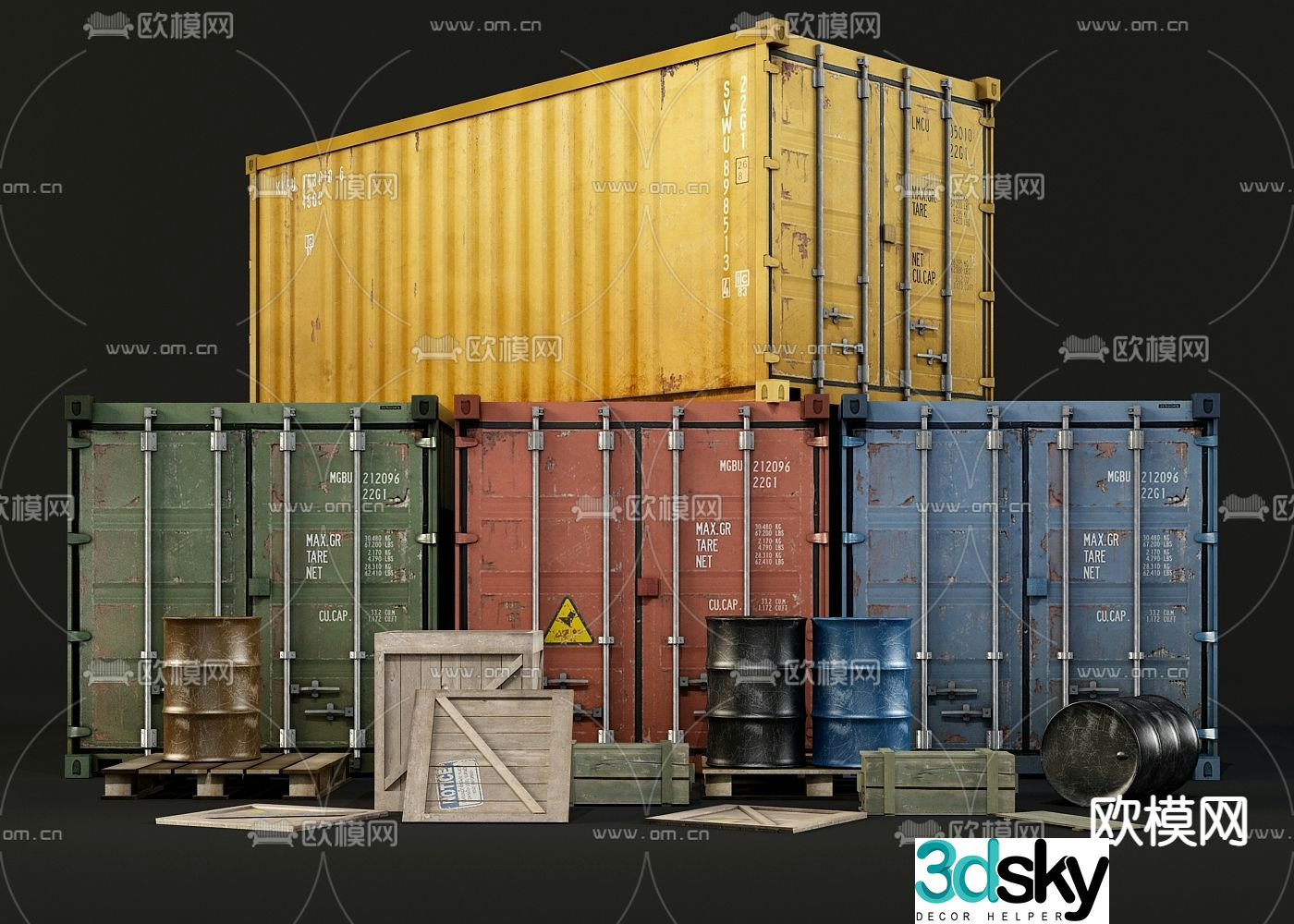 Industrial style container iron box 3d model