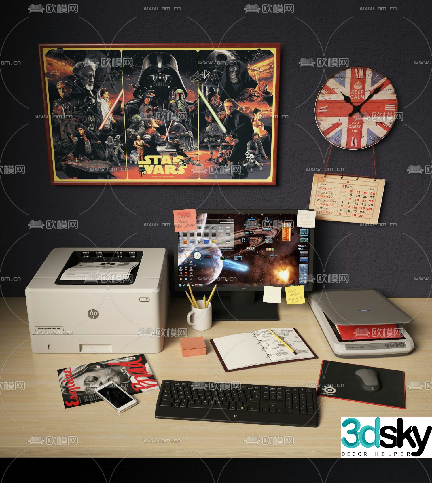 computer printer office supplies 3d model