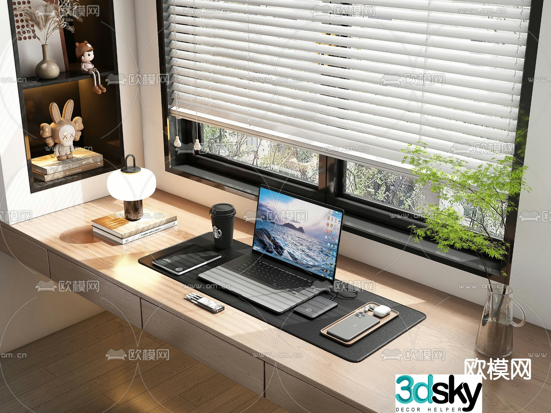 office supplies computer books 3d model