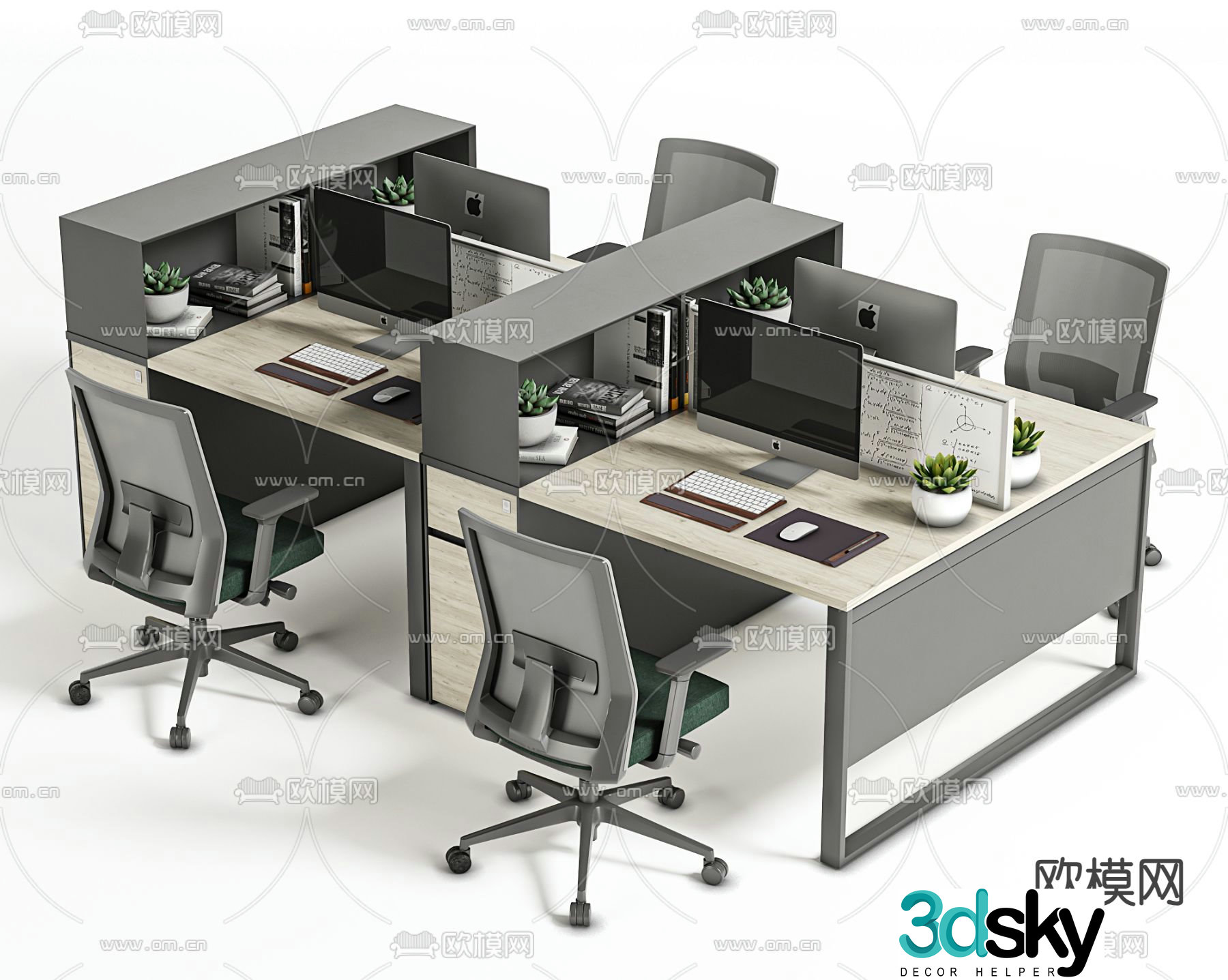 Card space desk workstation 3D model