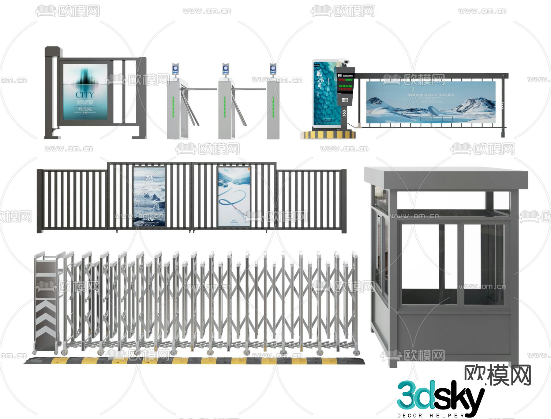 Access control machine, parking pole, telescopic gate, machine gate 3D model