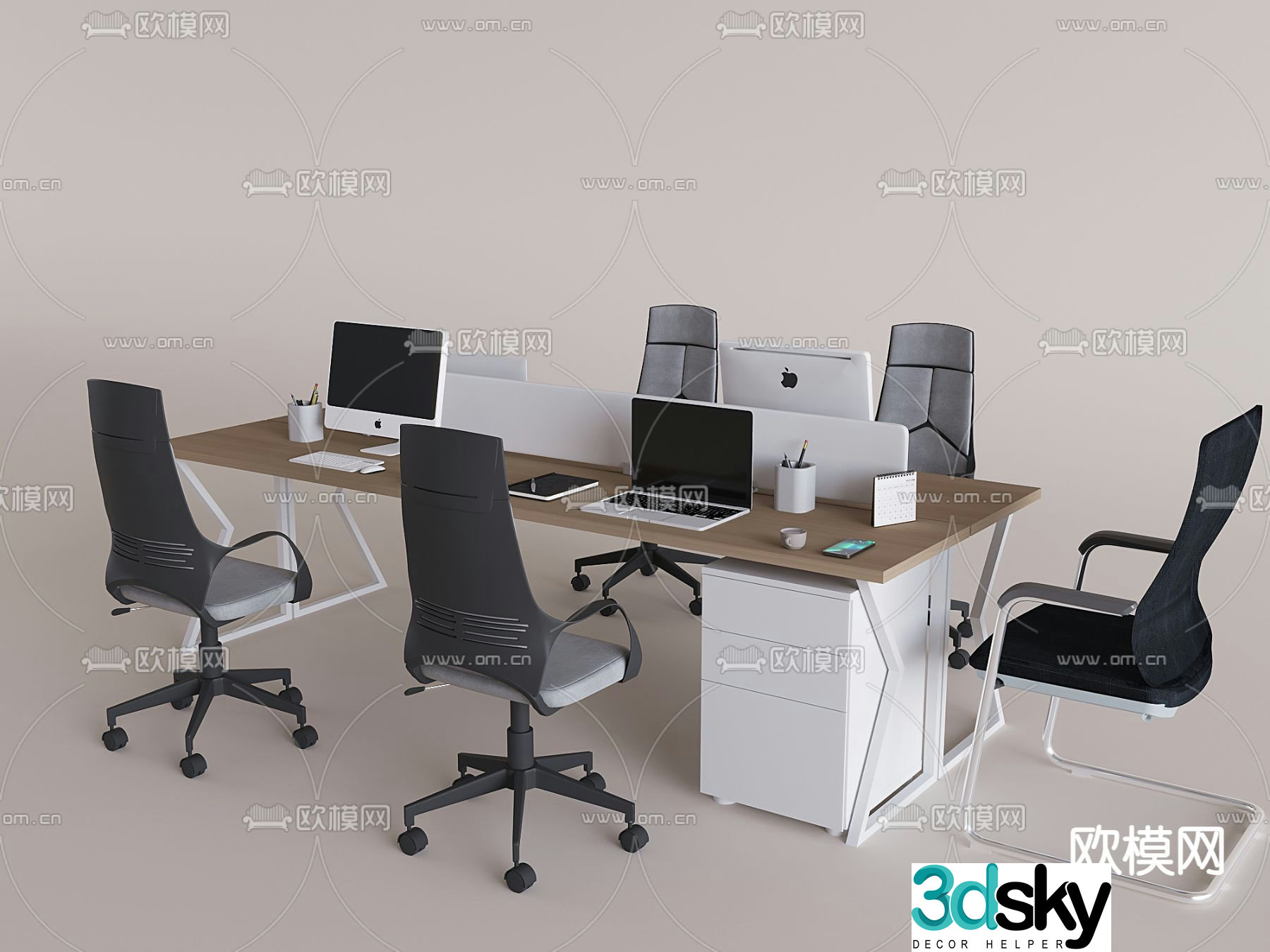 Card space desk workstation 3D model