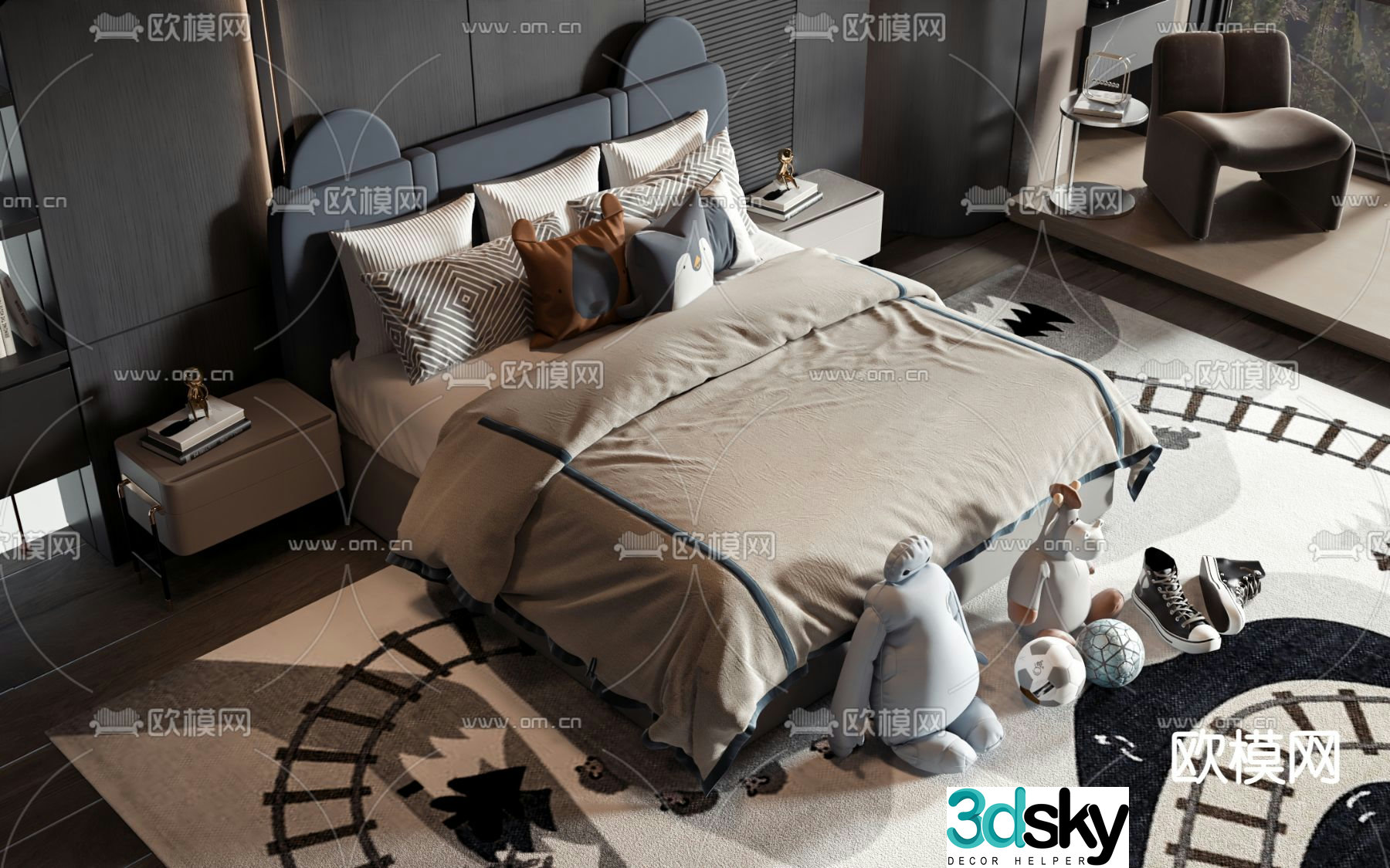 Cartoon children’s bed 3d model